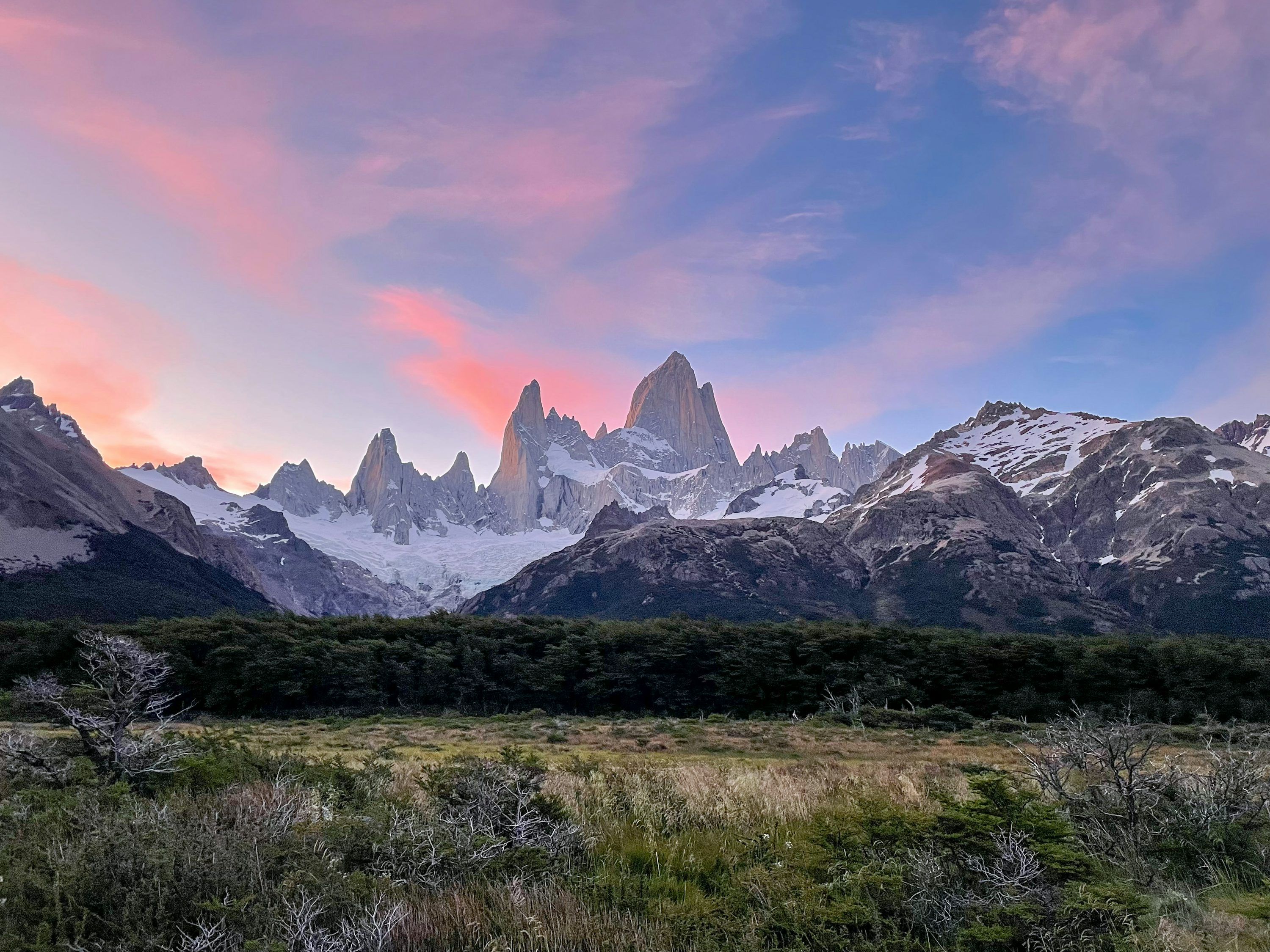 3000x2250 A field with grass and bushes in front of a mountain range photo