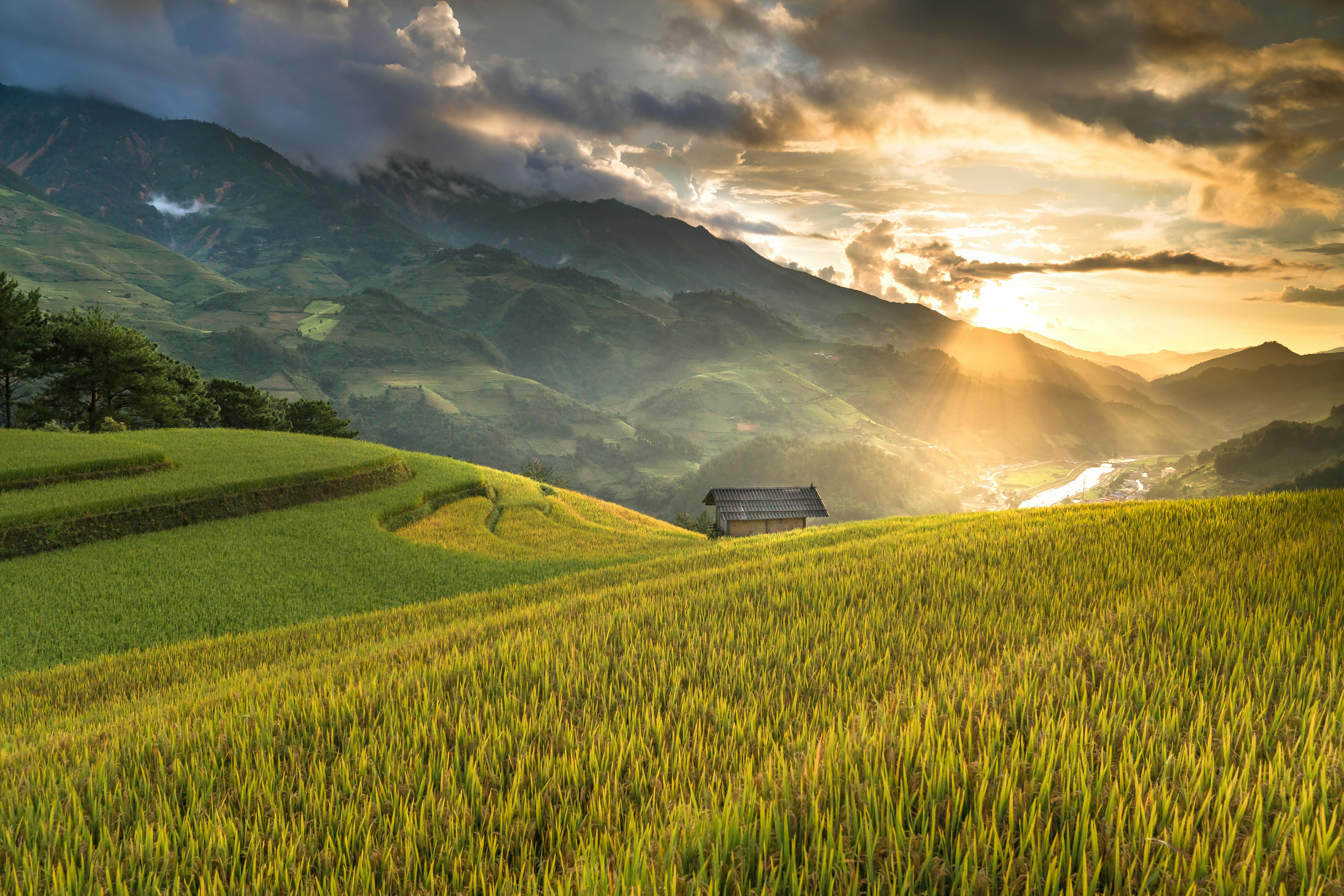 7952x5304 Green Grass Fields And Mountains · Free