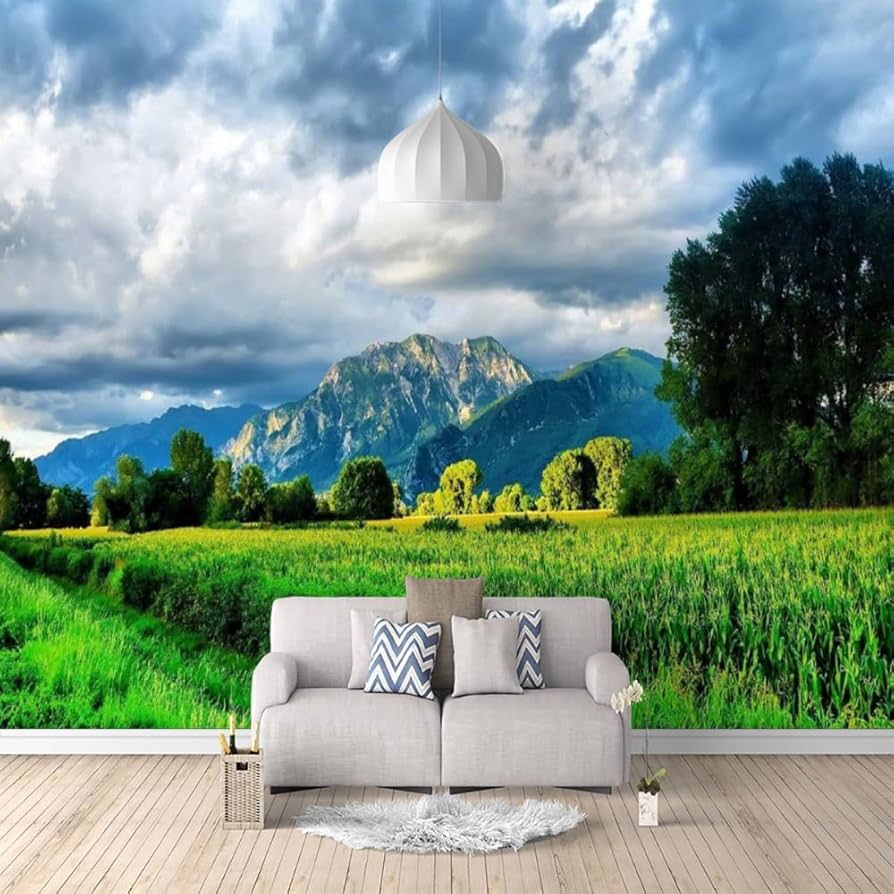 894x894 Trees Snow Mountain Wallpaper Mural, Field Scenery Bedroom Large Wallpaper Living Room Peel and Stick, for Dining Room Home Decor Office, 118Wx83H : Tools & Home Improvement