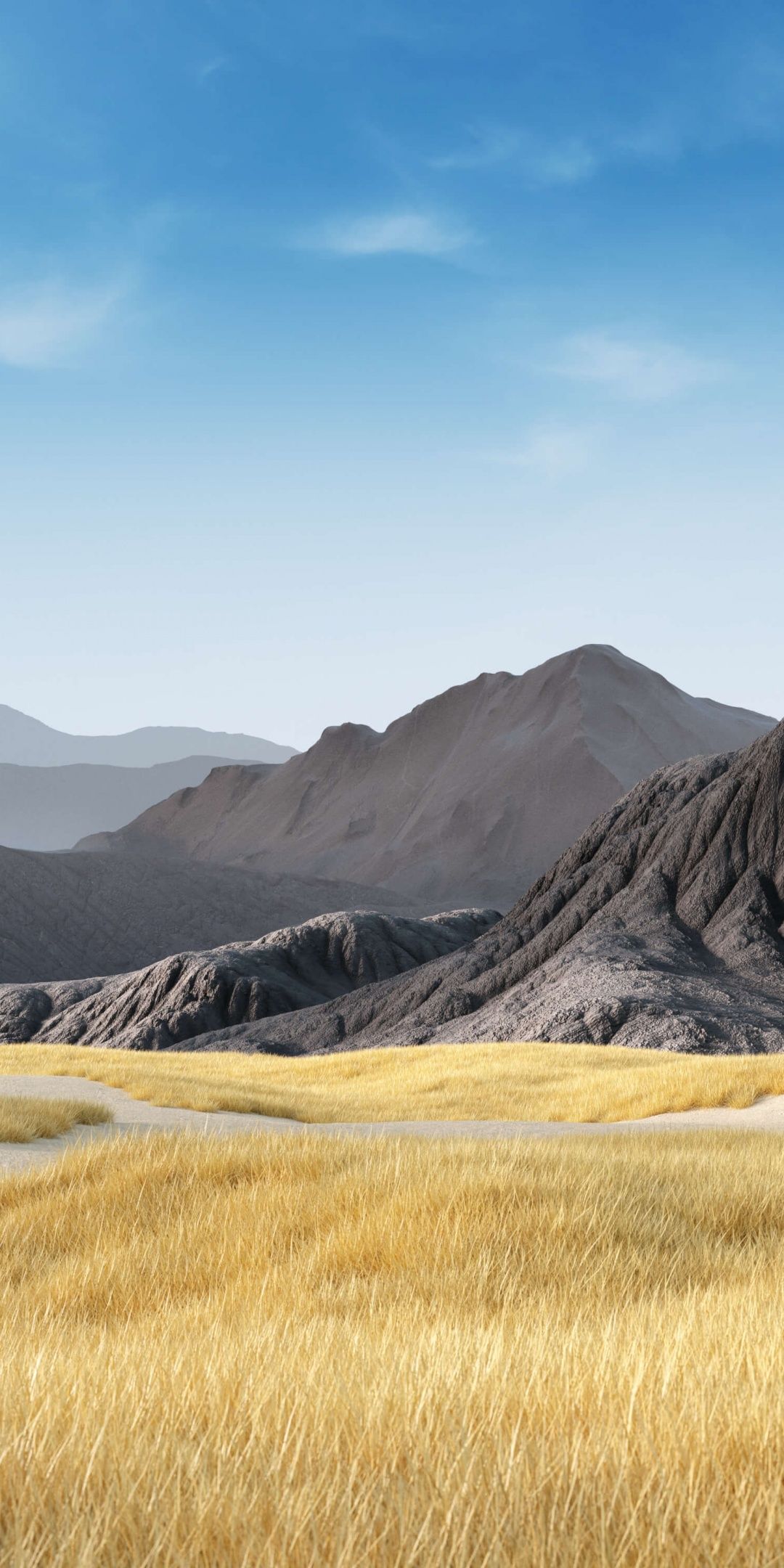 1080x2160 Mountains Wallpaper 4K, Clear sky, Grass field, Landscape