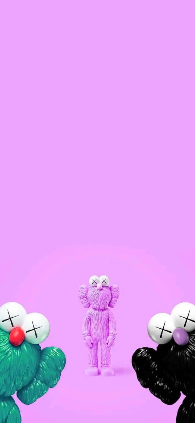 640x1386 Download Kaws Companion Characters Purple Background Wallpaper