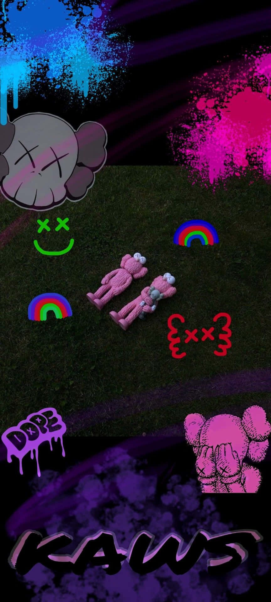 864x1920 Download Kaws Aesthetic Digital Artwork Wallpaper