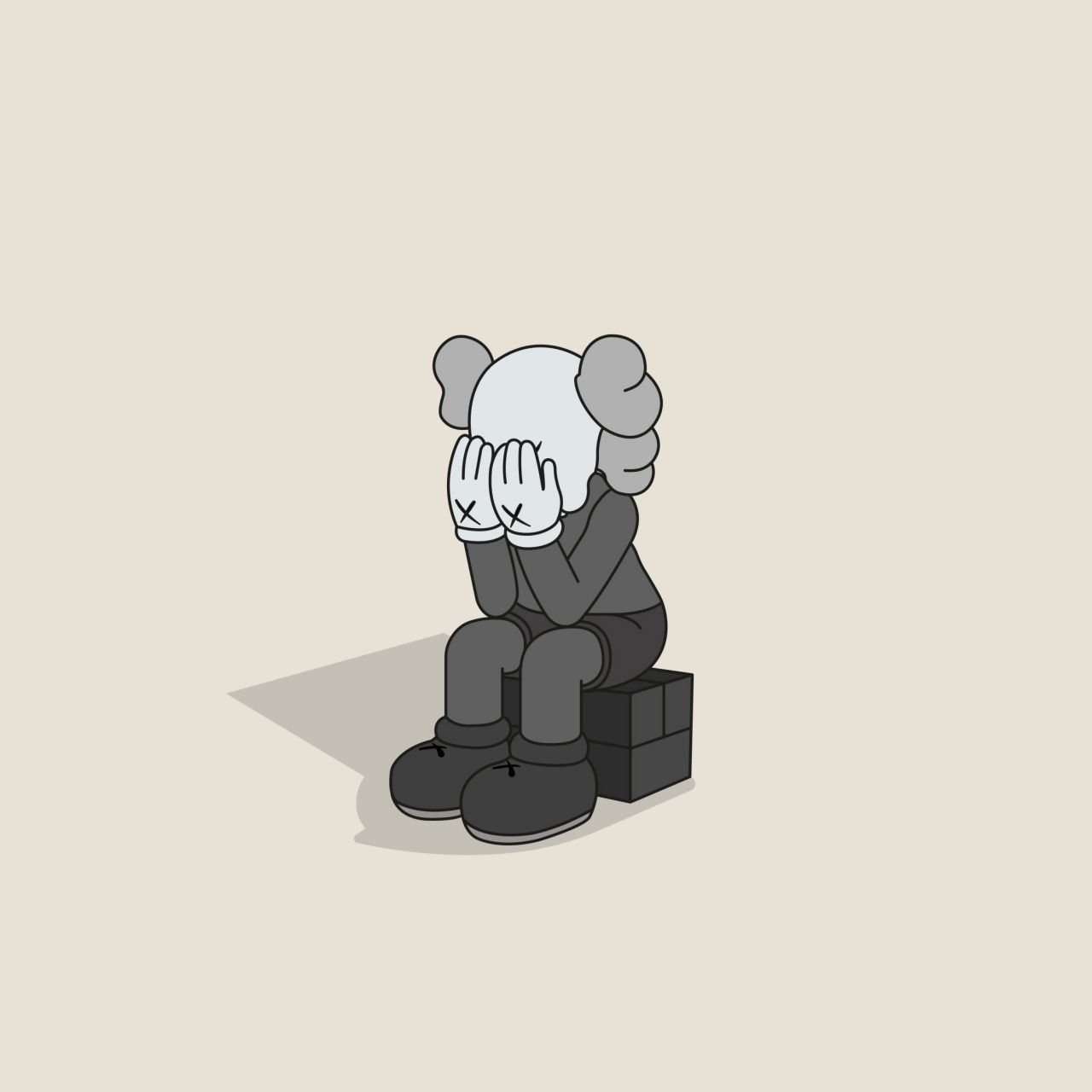 1280x1280 Kaws sad Wallpaper 4K, Kaws alone, Sad mood, Kaws