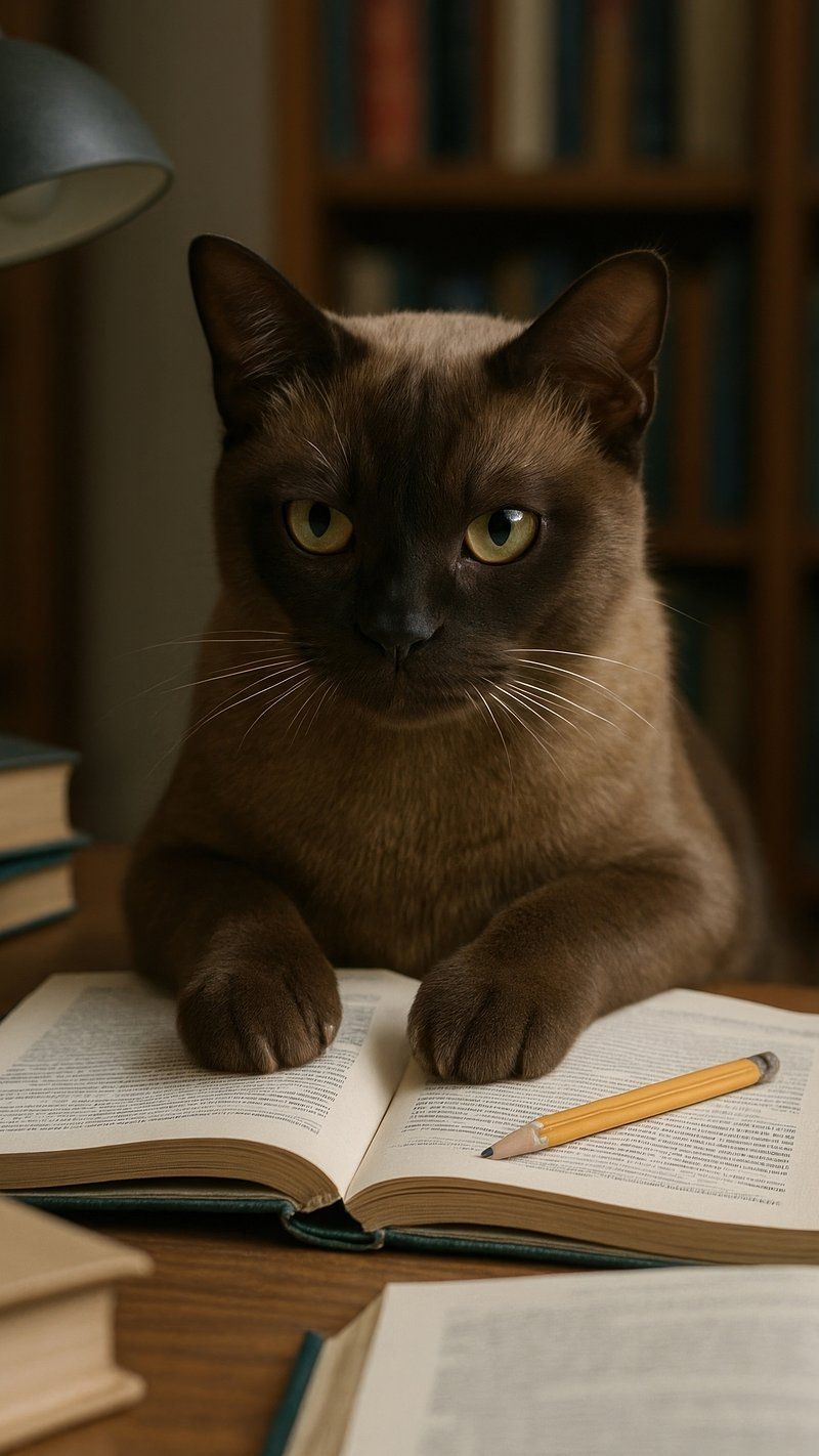 800x1422 Adorable cat reading book