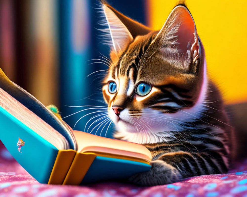 1000x800 image of cat sleeping next to a book in a library. Deep Dream Generator