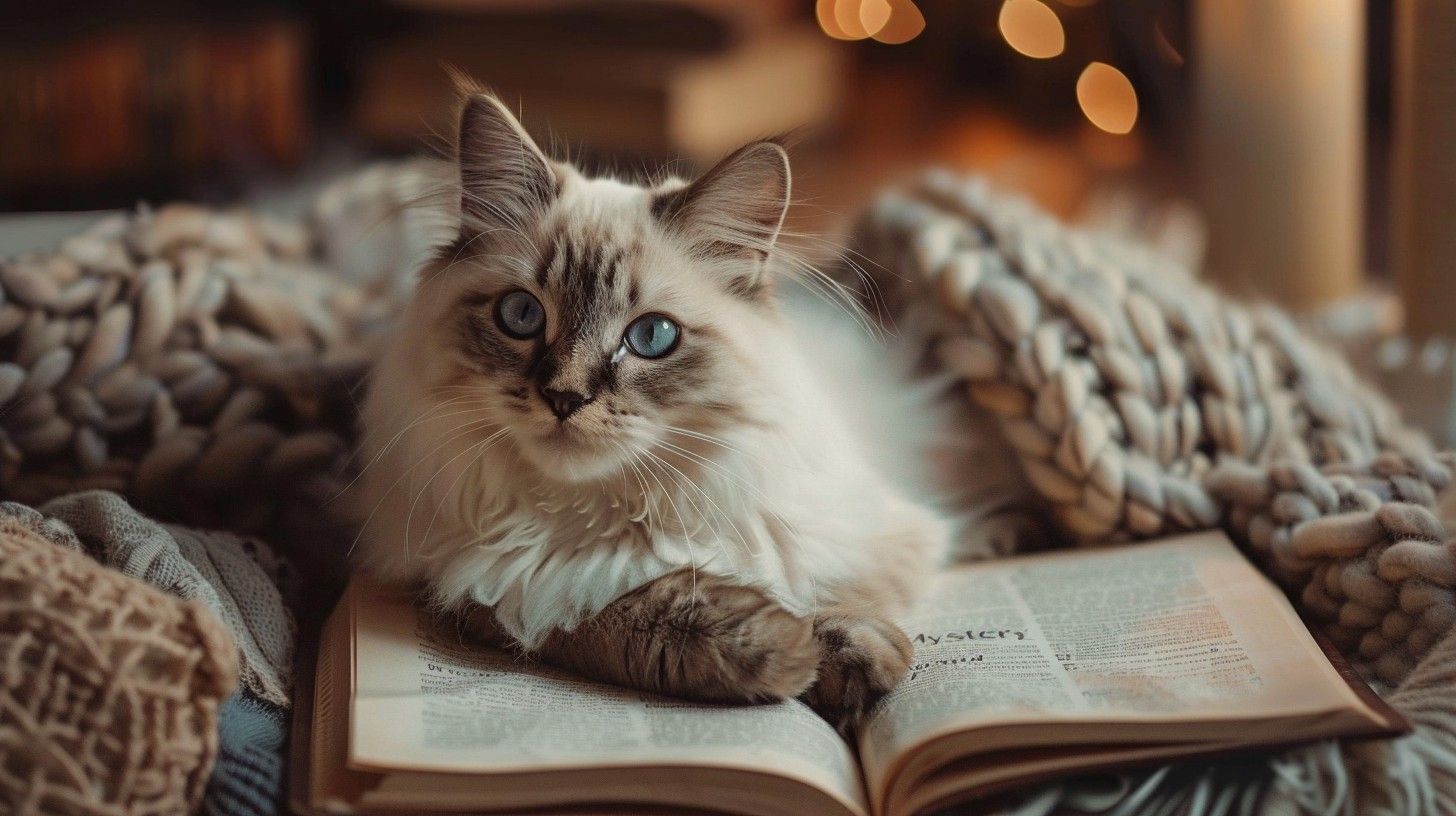 1456x816 Free Cat on Books Image, Books, Candles