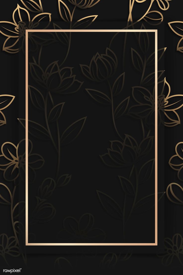 736x1104 Download premium vector of Rectangle gold frame on gold floral pattern on black background vector by Tang about background, black background, frame, flower, and gold frames 1218083