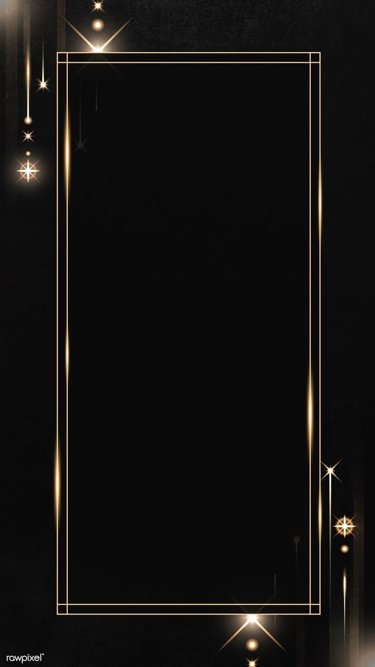 736x1308 Download premium vector of Rectangle gold frame with sparkle patterned on black background vector by Tang about black, story template, star blank, story wallpaper, and stories instagram black frame 1234437