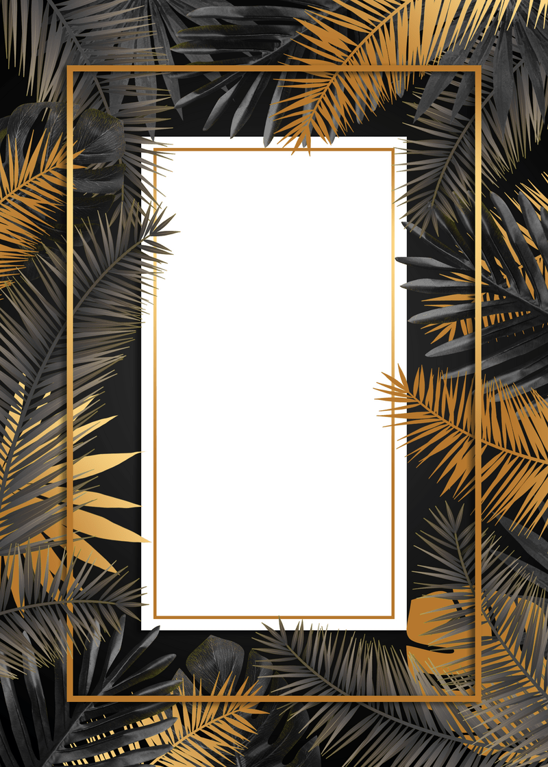 800x1120 Rectangular Frame Black And Gold Leaf Double Layer Background. PSD Free Download