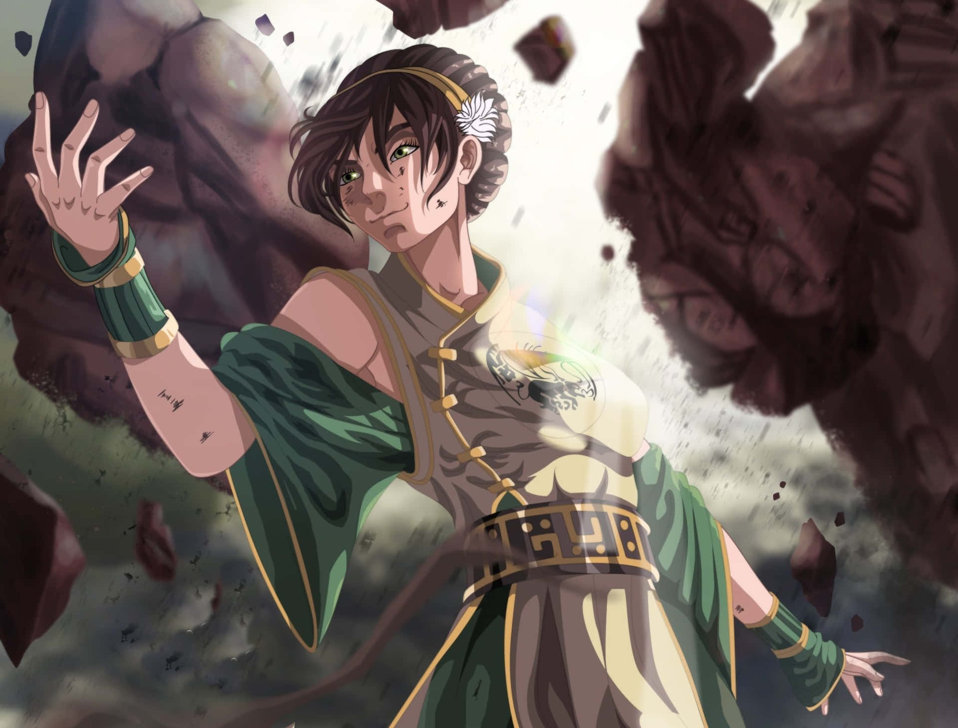 1920x1459 Download Toph Beifong Demonstrating Her Earthbending Power Wallpaper