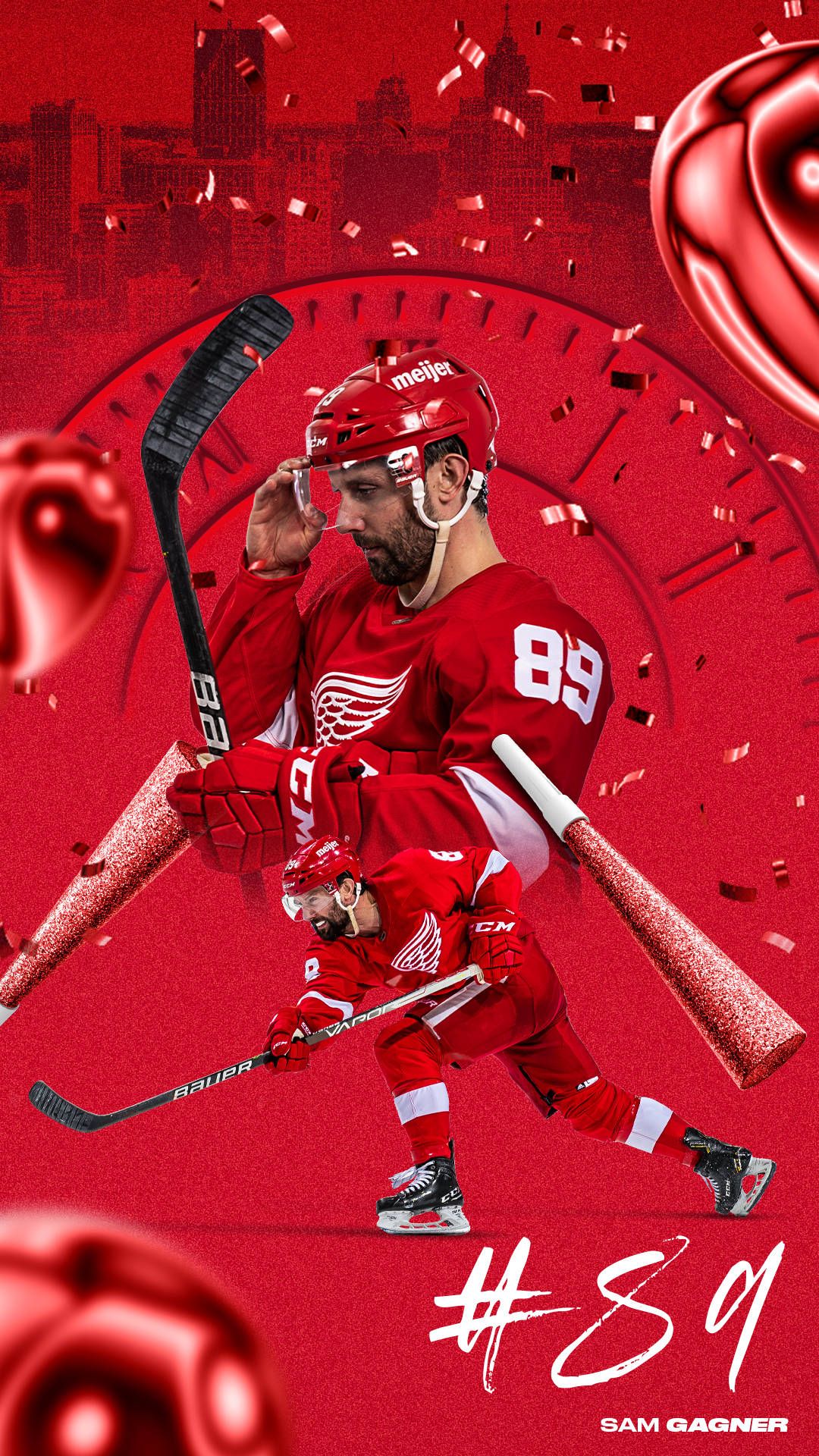 1080x1920 Download Detroit Red Wings Sam Gagner Art Wallpaper