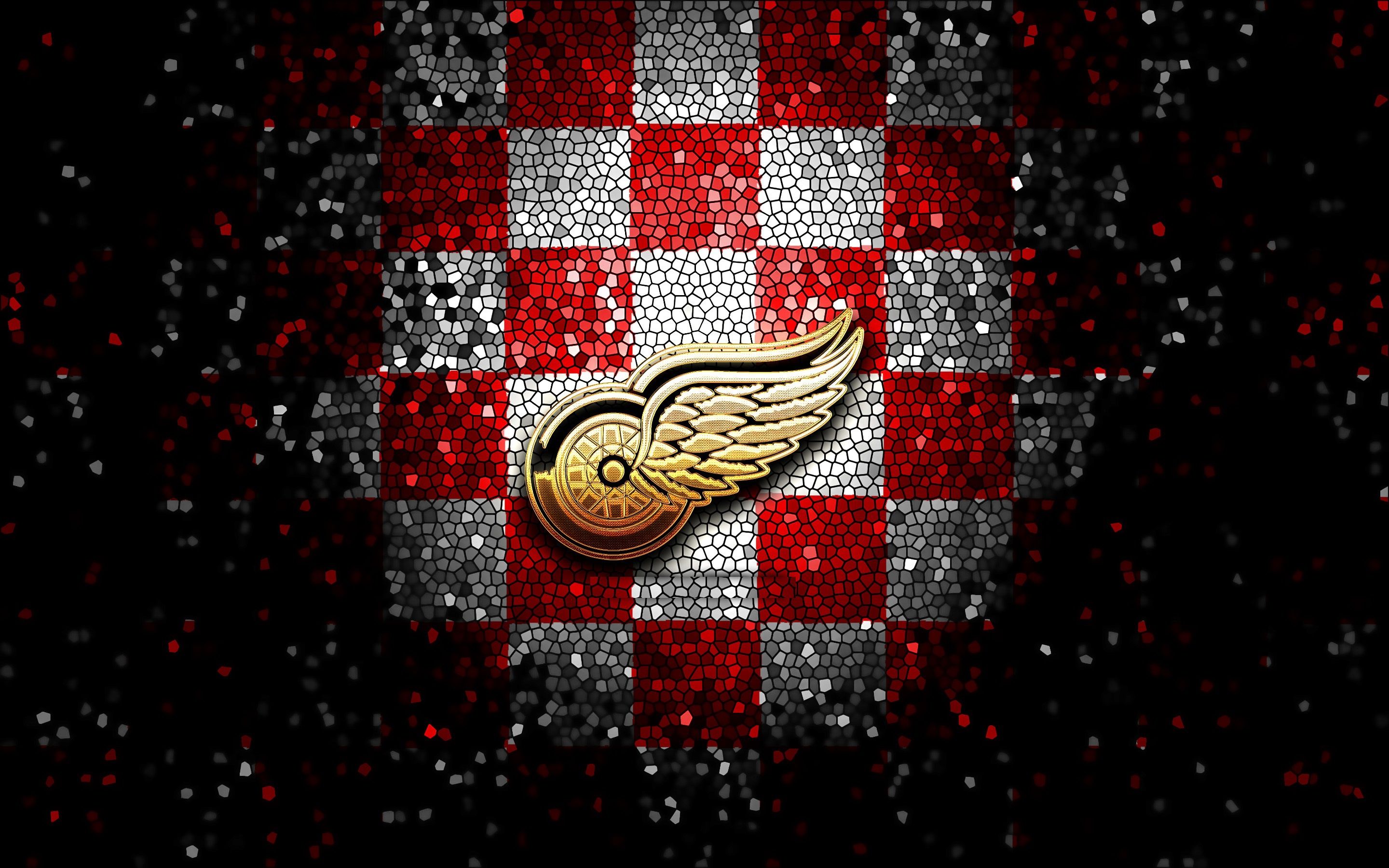 2880x1800 Wallpaper wallpaper, logo, NHL, Sport, Hockey, glitter, checkered, Detroit Red Wings for mobile and desktop, section спорт, resolution 2880x1800