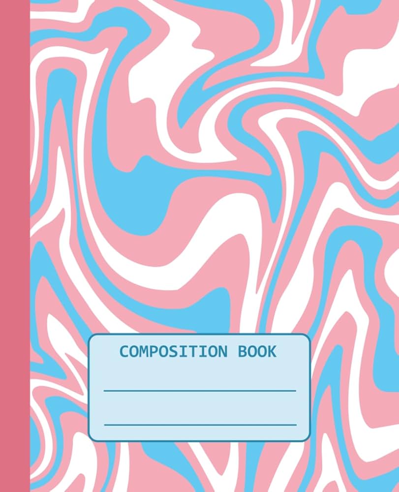 811x1000 Composition Book: Subtle Trans Pride Flag Pattern. College Ruled Notebook. Journal for School: Juice, Digi: Books