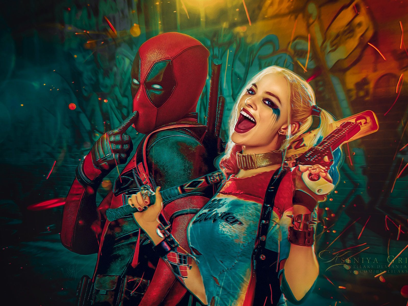 1600x1200 Wallpaper Deadpool, Wade Wilson, Suicide squad, Harley Quinn 1920x1200 Picture, Image