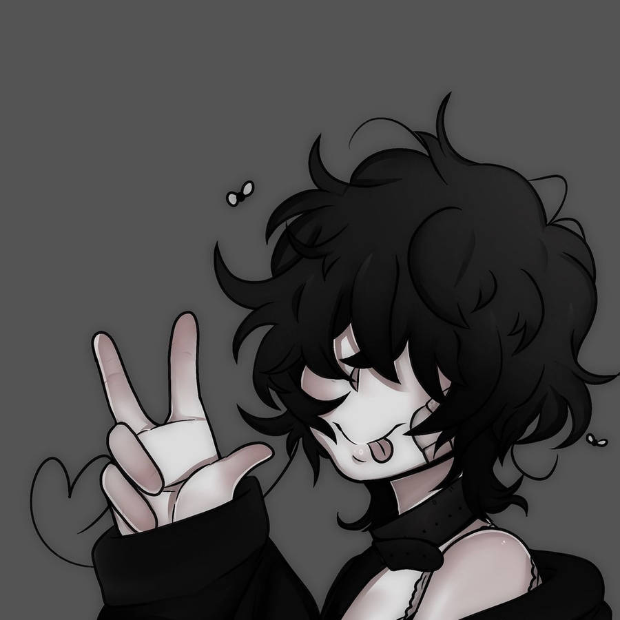 900x900 Emo Pfp Girl Peace Sign Wallpaper