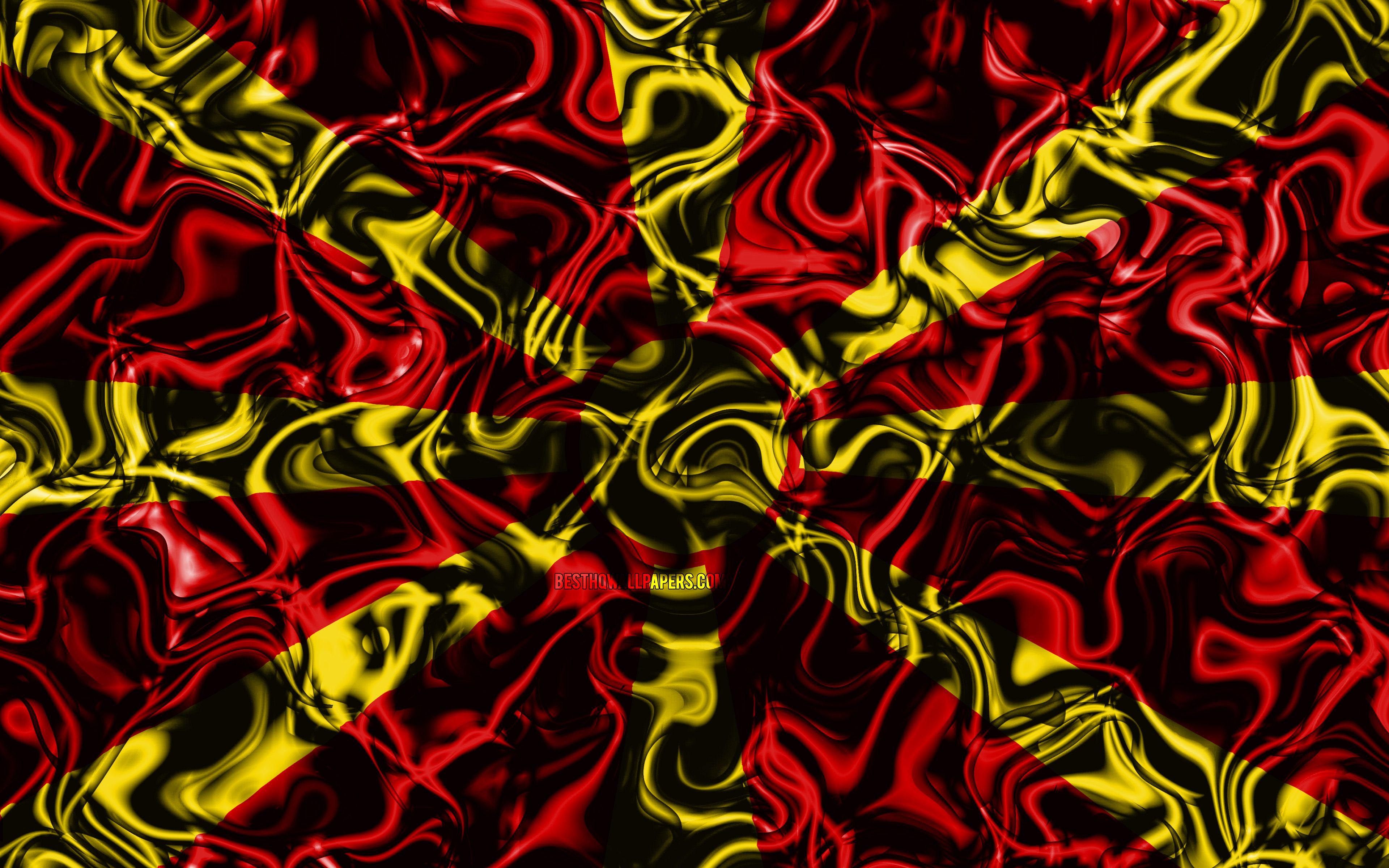 3840x2400 Download wallpaper 4k, Flag of North Macedonia, abstract smoke
