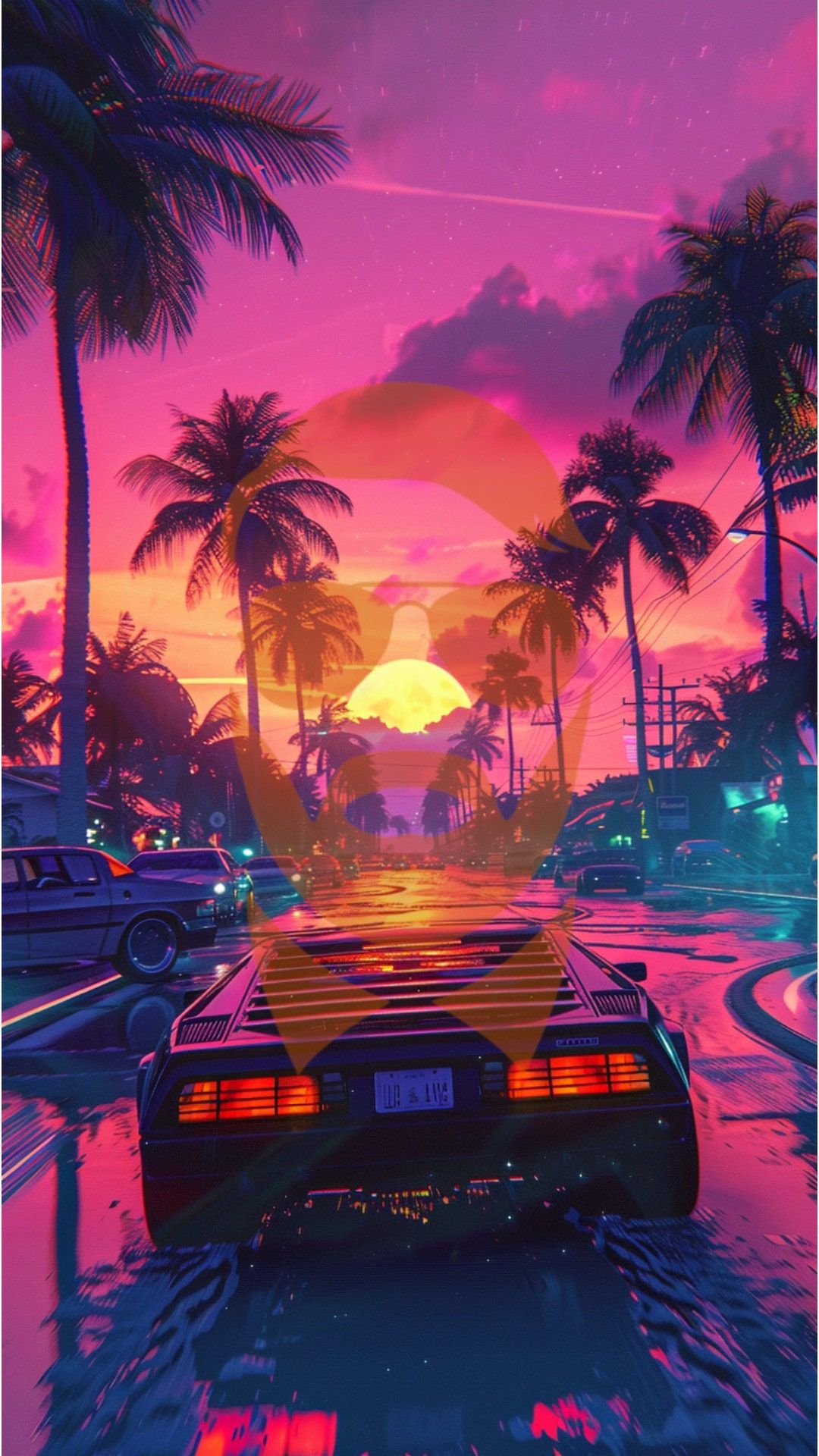 1080x1920 Bundle Phone Digital Wallpaper Retro Miami