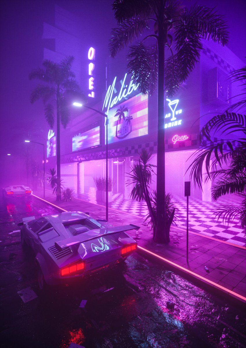 849x1200 I absolutely love the 80s Miami aesthetic, if you have more image of it pls give it to me