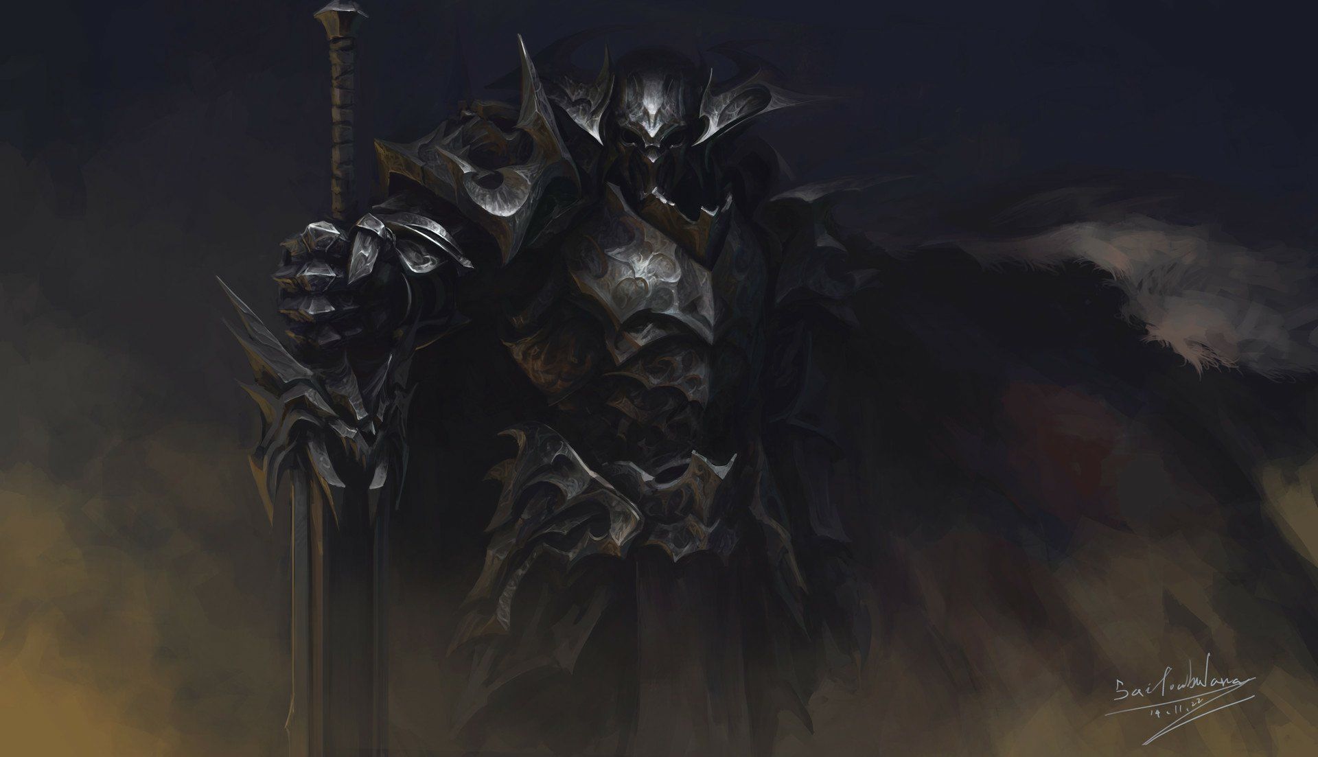 1920x1103 Dark Fantasy Knight: Epic Warrior HD Wallpaper