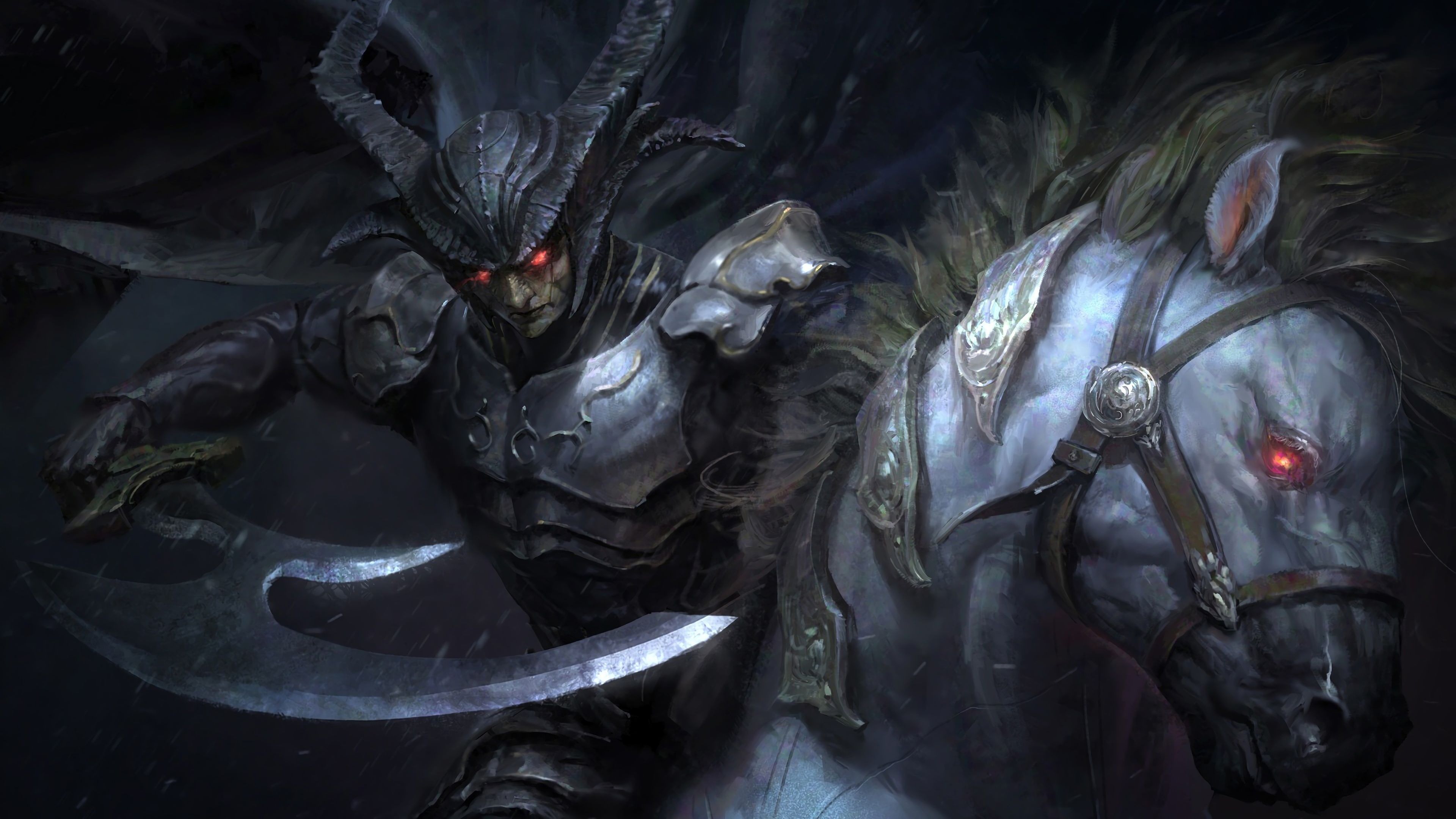 3840x2160 Fantasy Warrior Dark Knight Horse 4K Wallpaper HD