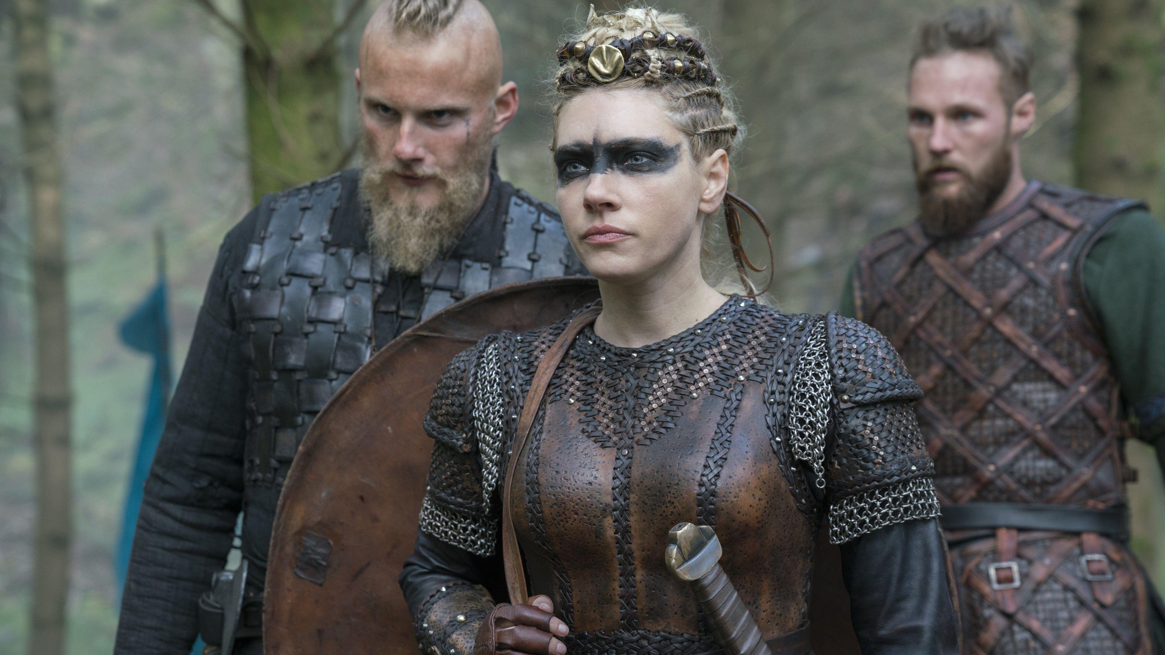3840x2160 Wallpaper Vikings, season Lagertha, Travis Fimmel, Katheryn
