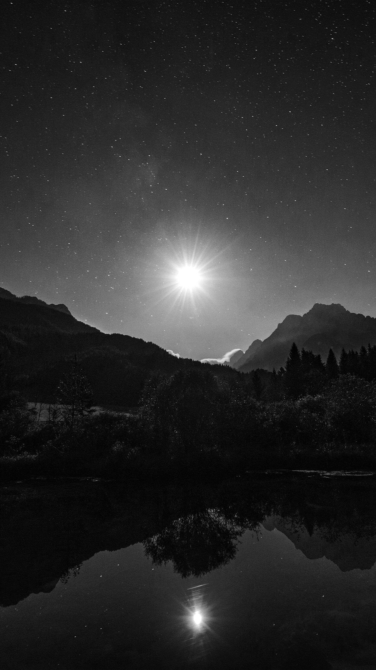 1242x2208 sunshine day dream nature mountain lake dark bw