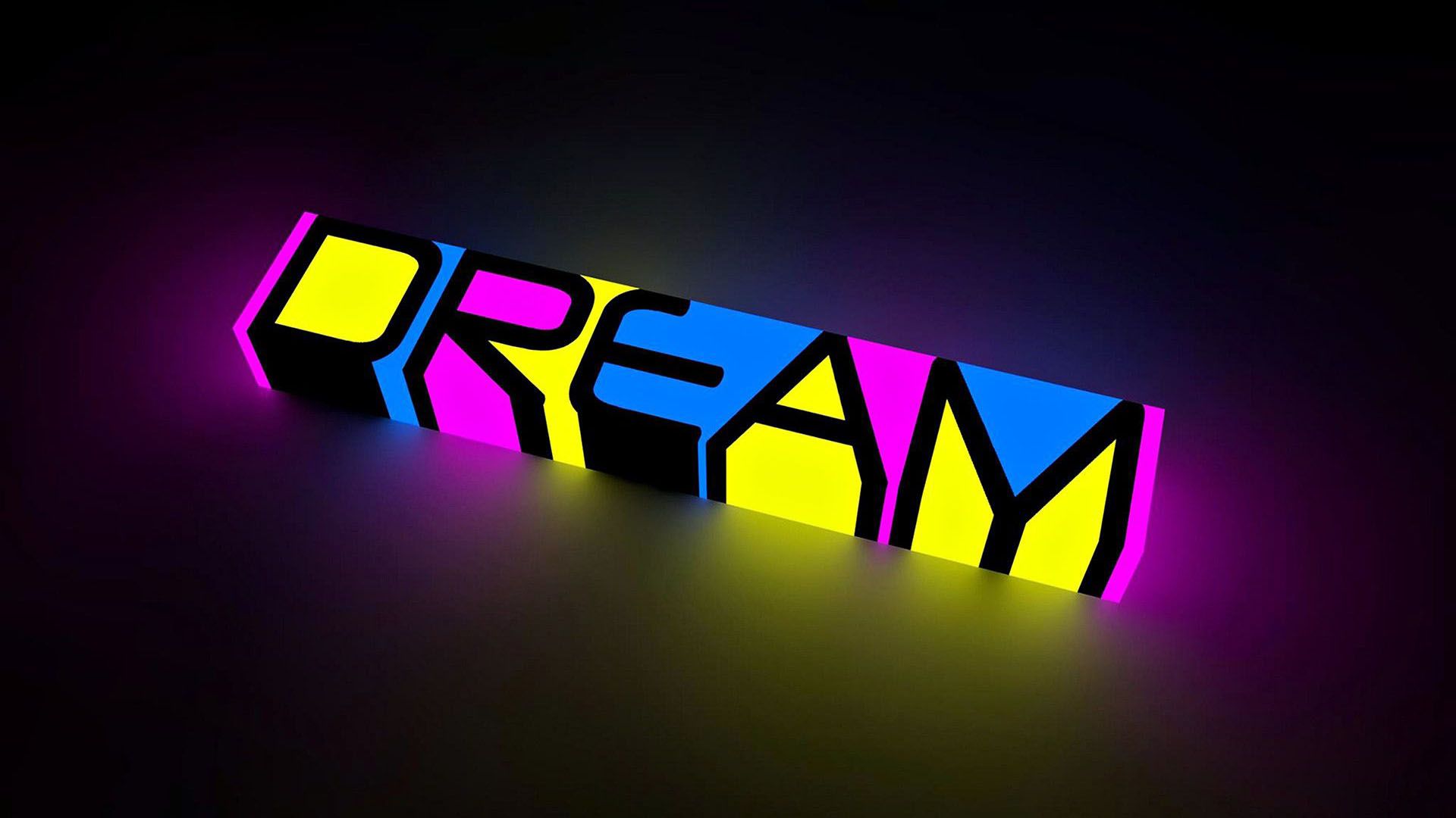 1920x1080 Colorful Dream Word Neon Black Background HD Neon Wallpaper