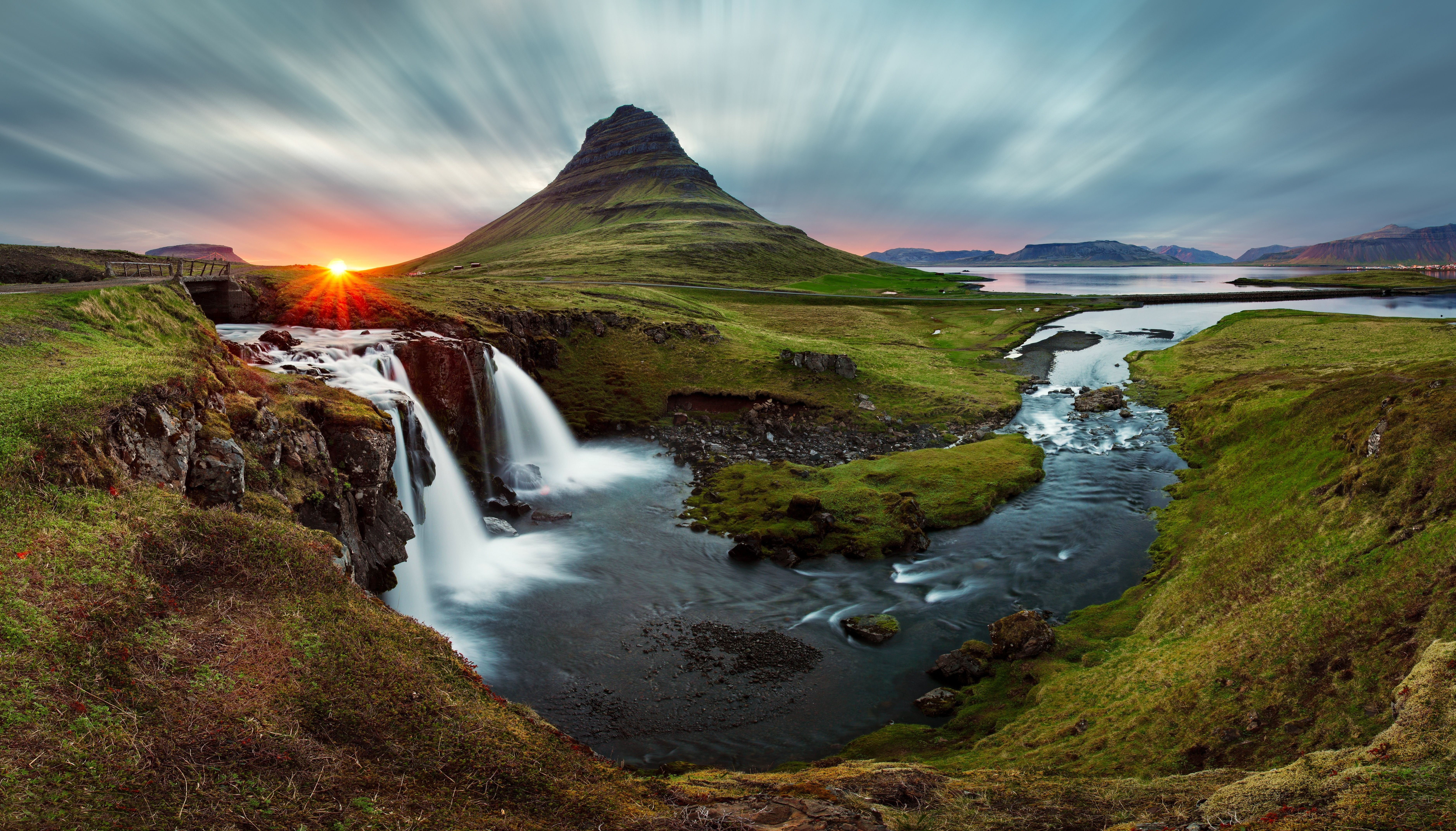 7512x4291 Download Waterfall Kirkjufoss River Nature Iceland Panorama Kirkjufell 4k Ultra HD Wallpaperx4291