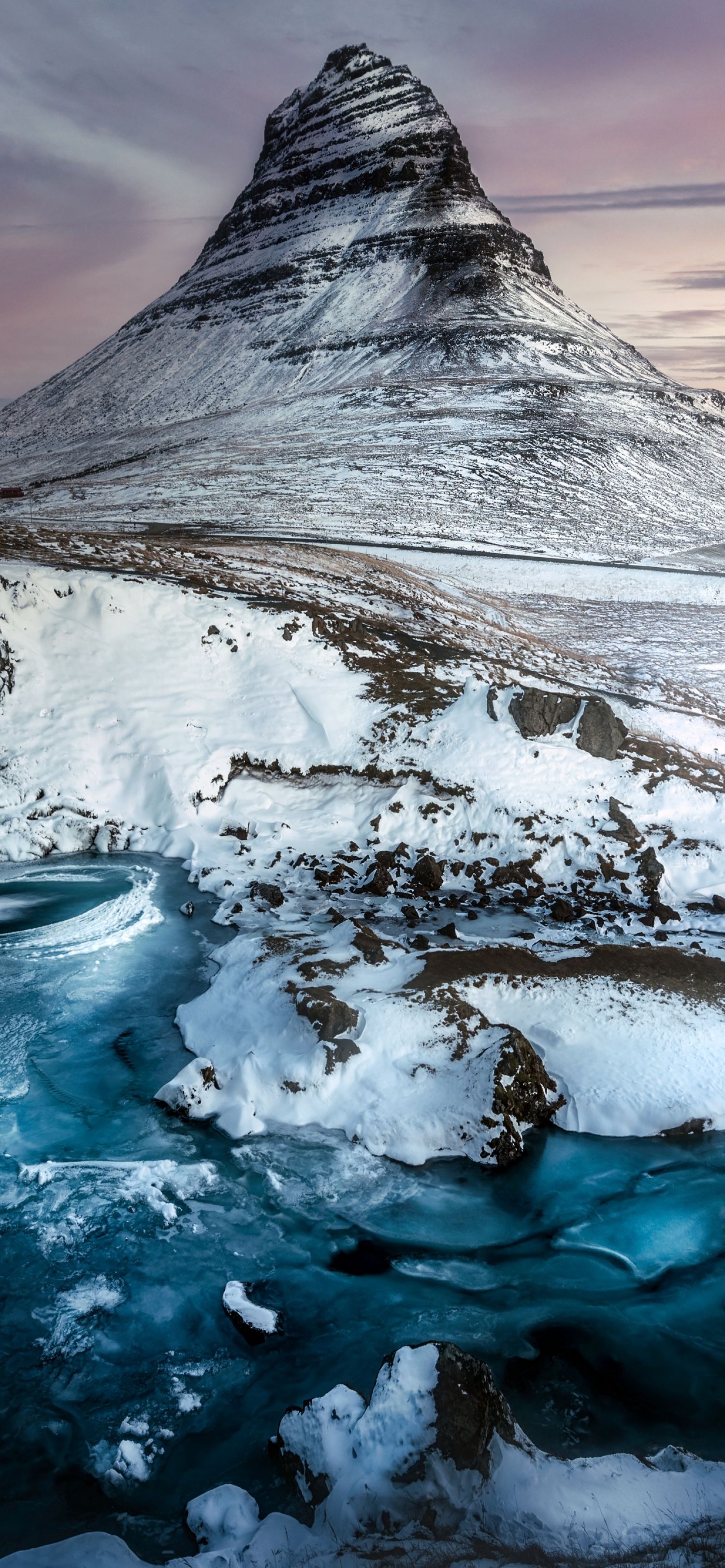 1500x3245 Kirkjufell Mountain Iceland Snowcapped Snow 4K