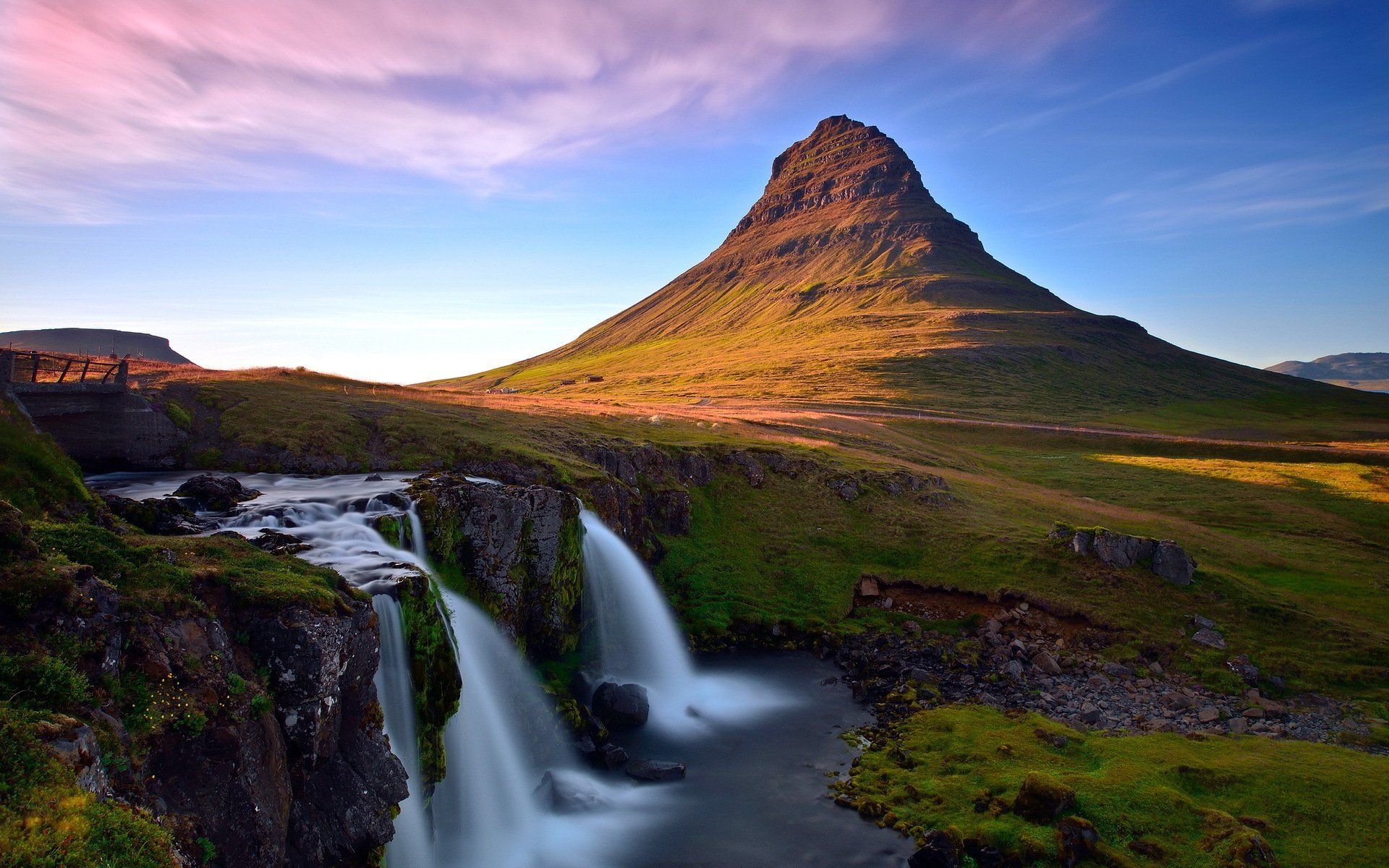 1920x1200 Download Waterfall Kirkjufoss Iceland Mountain Nature Kirkjufell HD Wallpaperx1200