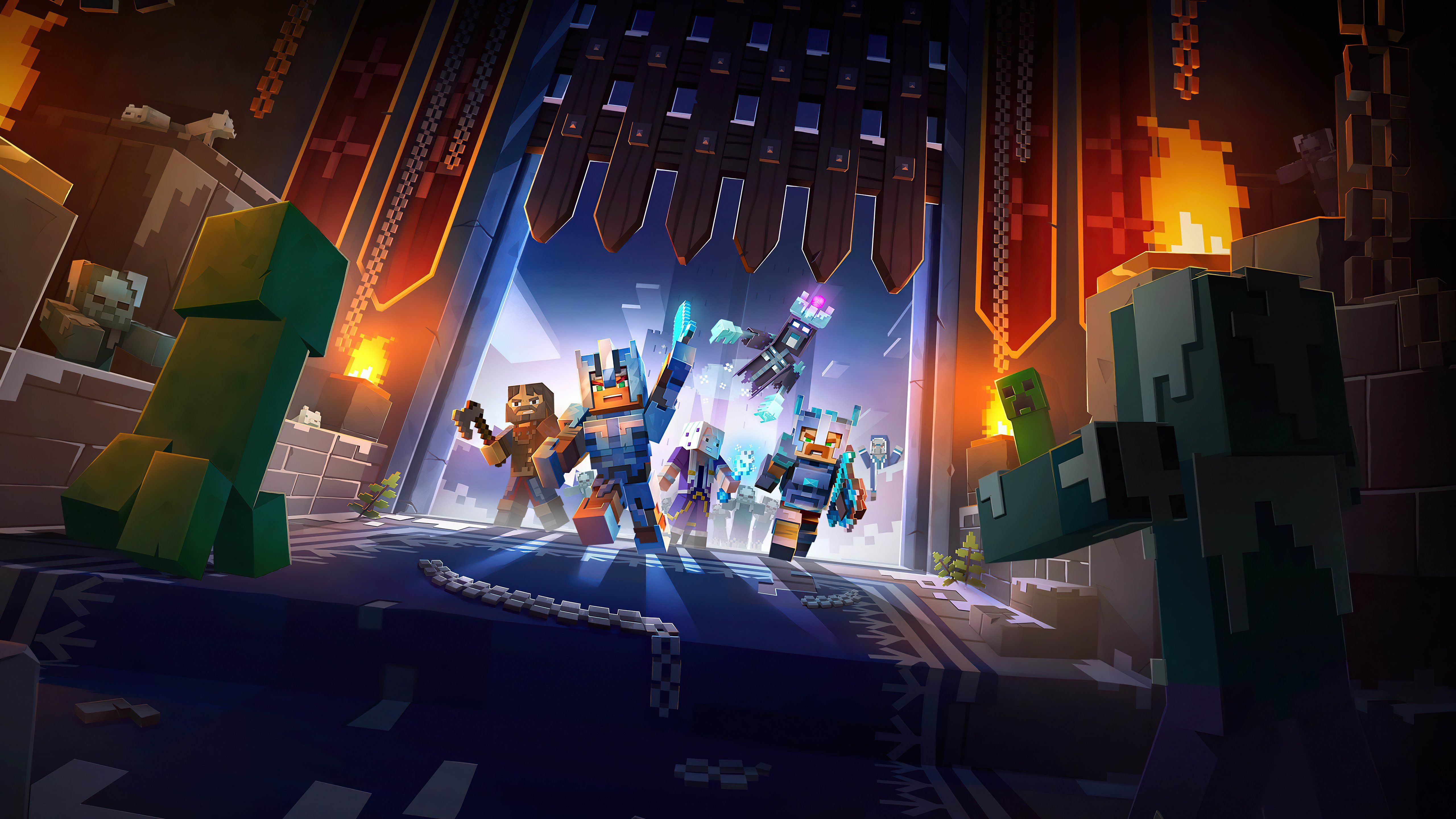 5120x2880 Minecraft Dungeons Creeping Winter Wallpaper 4K for Desktop