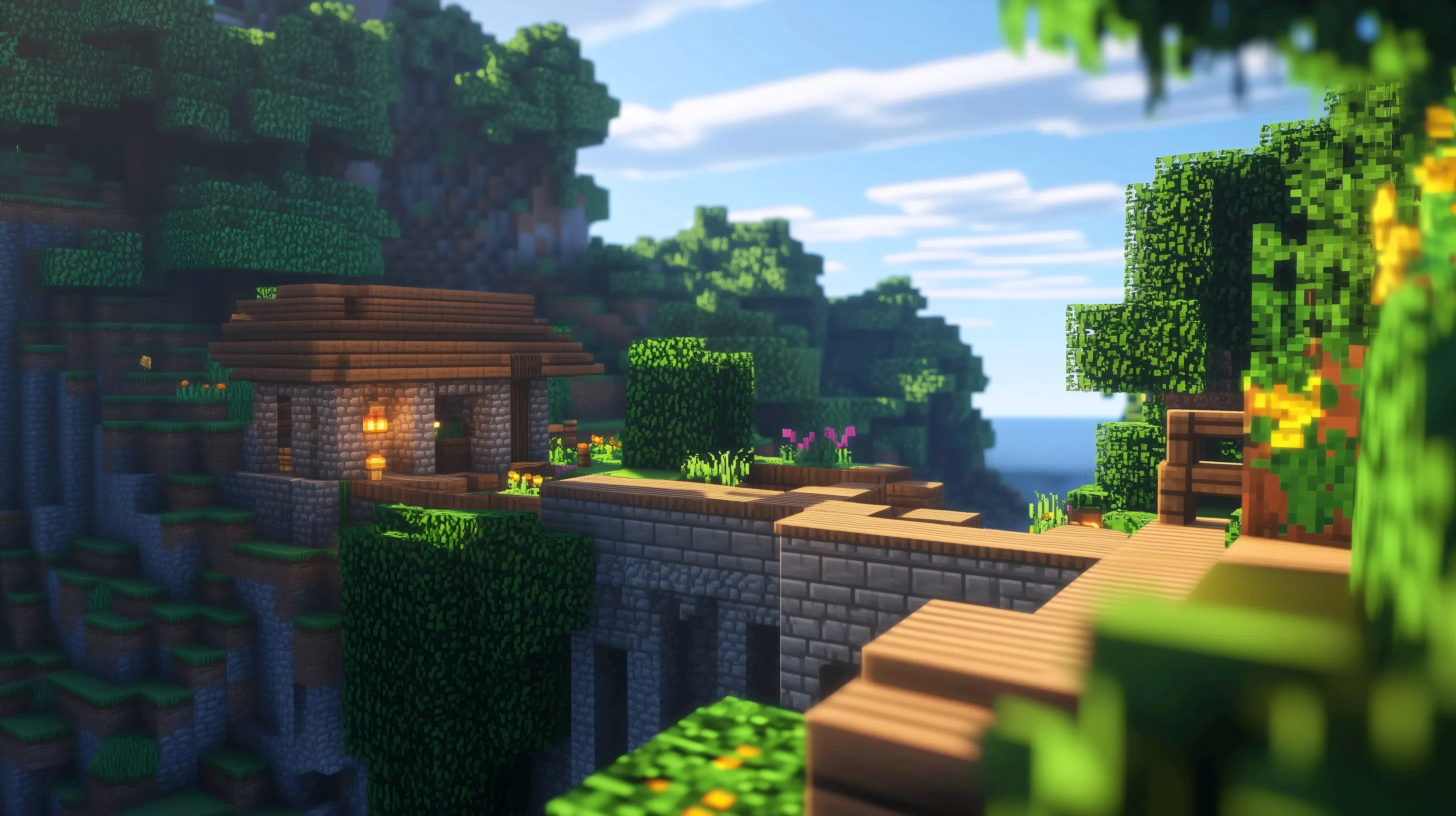 5120x2870 Minecraft house in the middle of the jungle Wallpaper 4K for Desktop