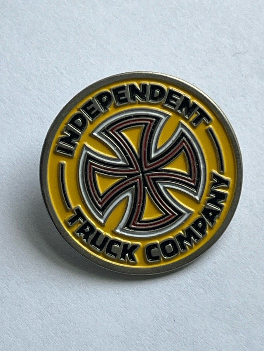 904x1200 Independent Trucks Circle Cross Logo Yellow Enamel Pin Skateboard