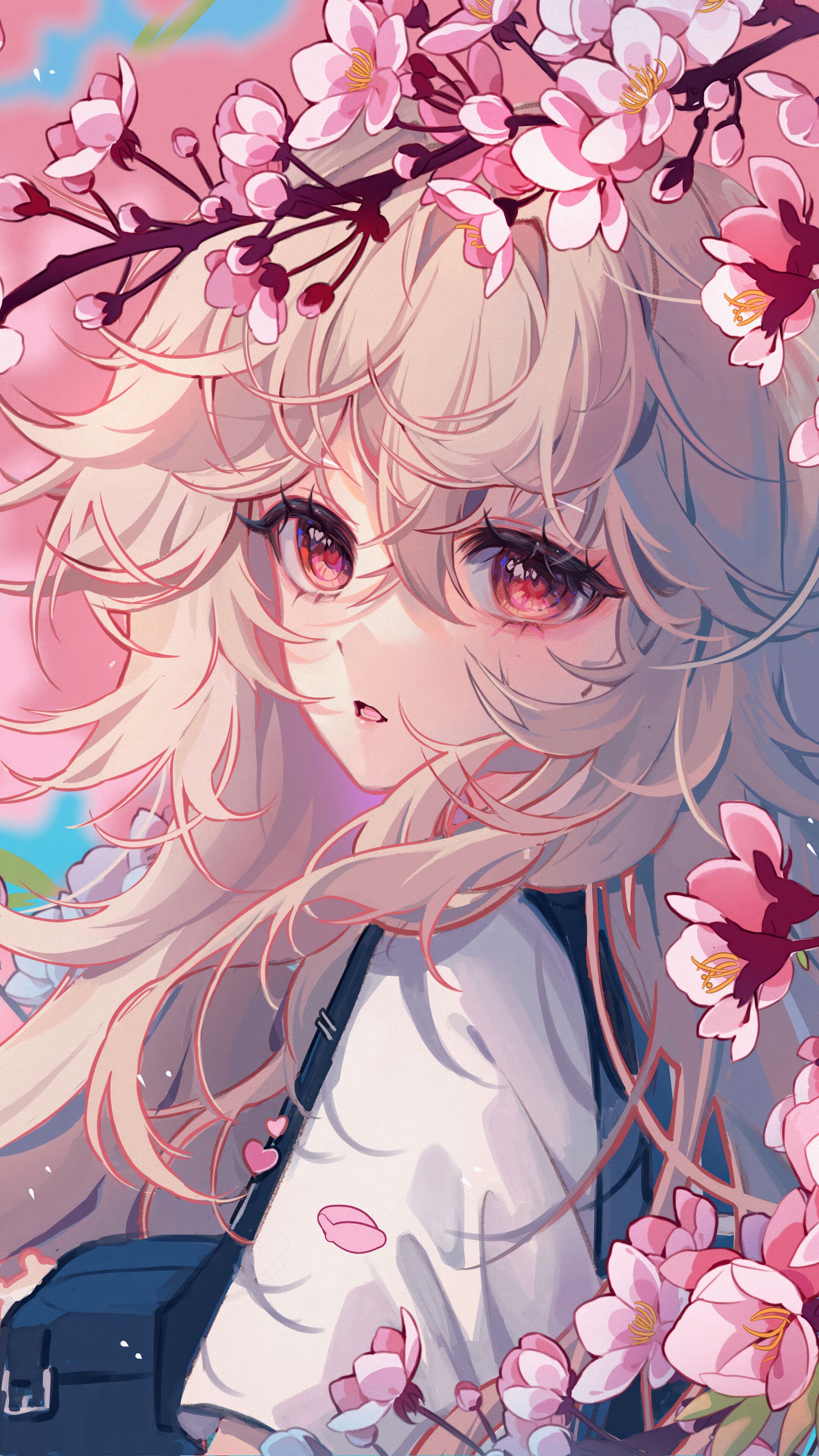 2160x3840 Anime Girl Cherry Blossom 4K Wallpaper iPhone HD Phone b