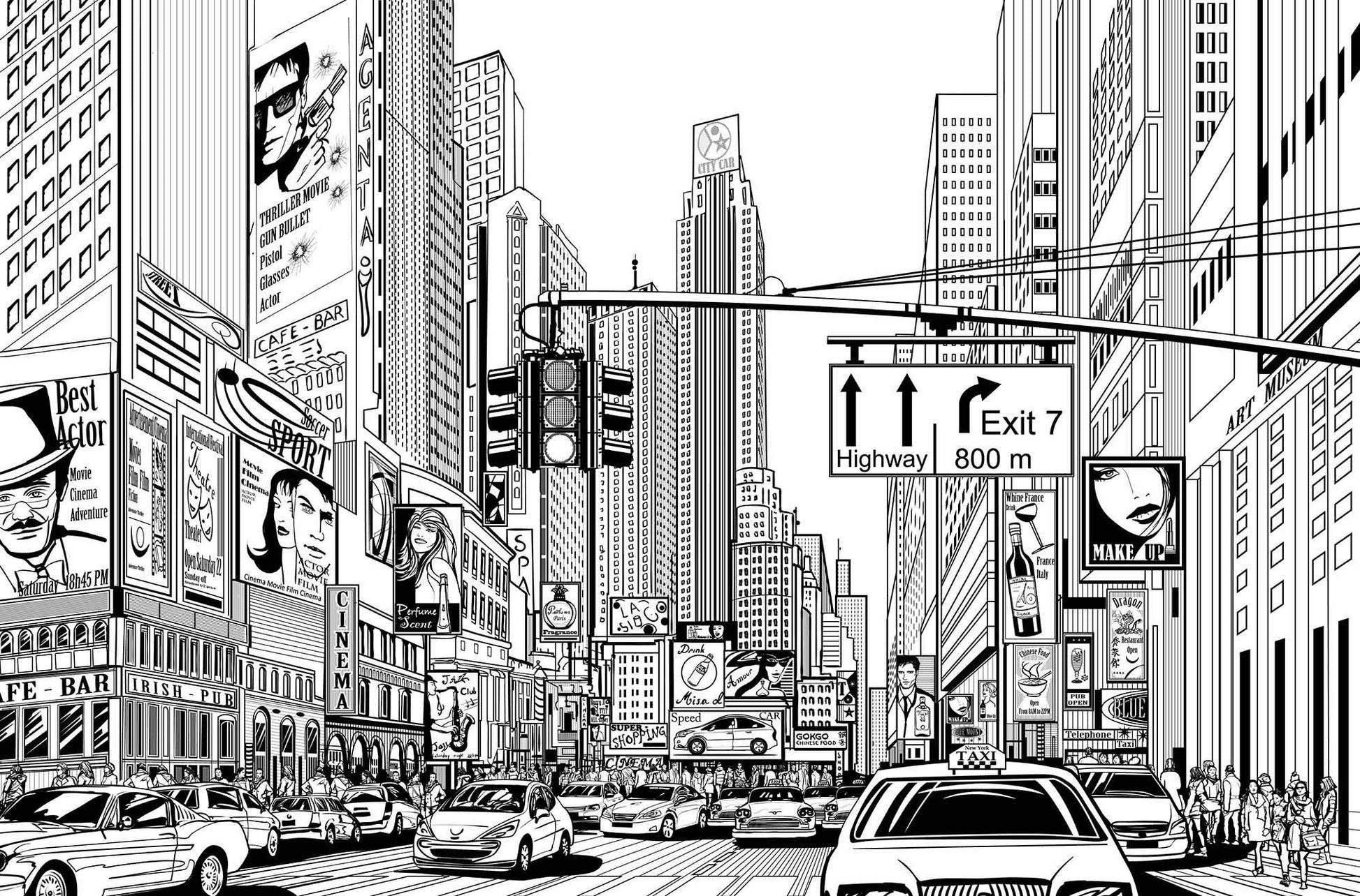 1946x1284 Urban New York Street Art Deco Mural Wallpaper