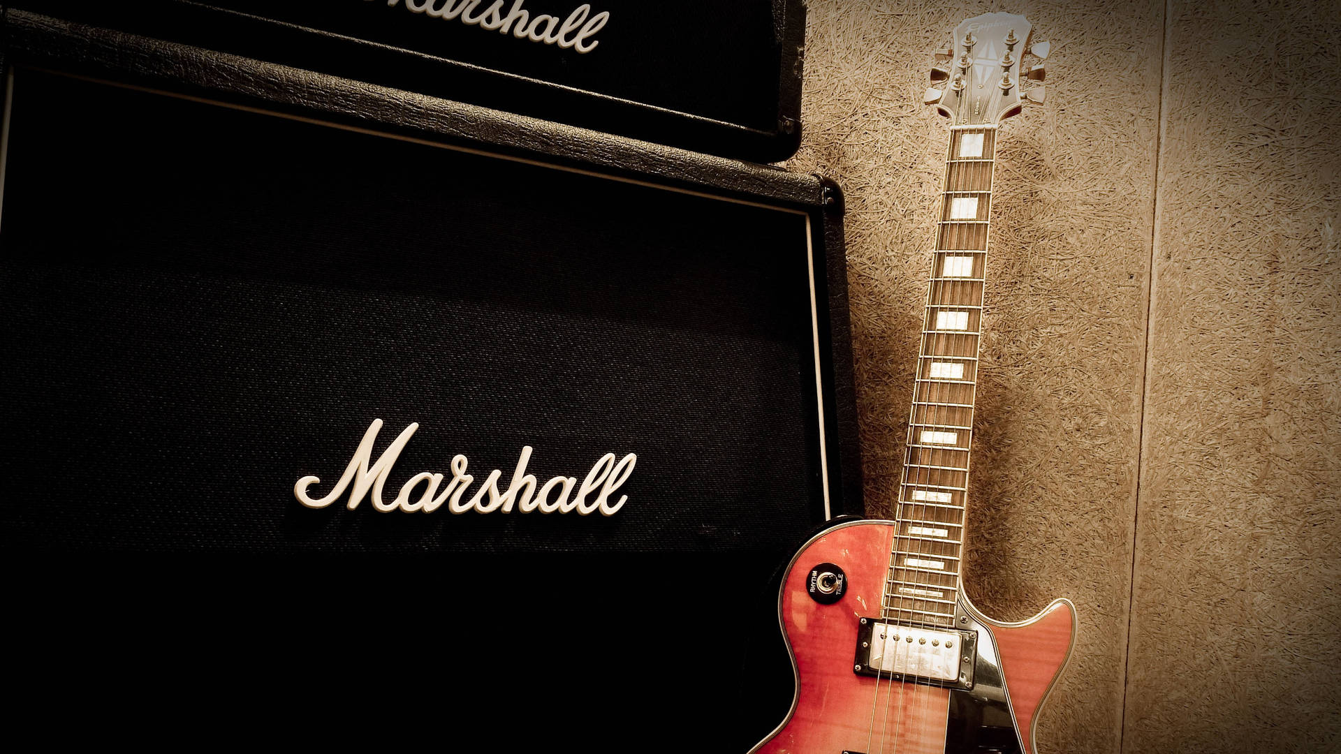 1920x1080 Download Marshall Amplifier With Gibson Guitar Wallpaper