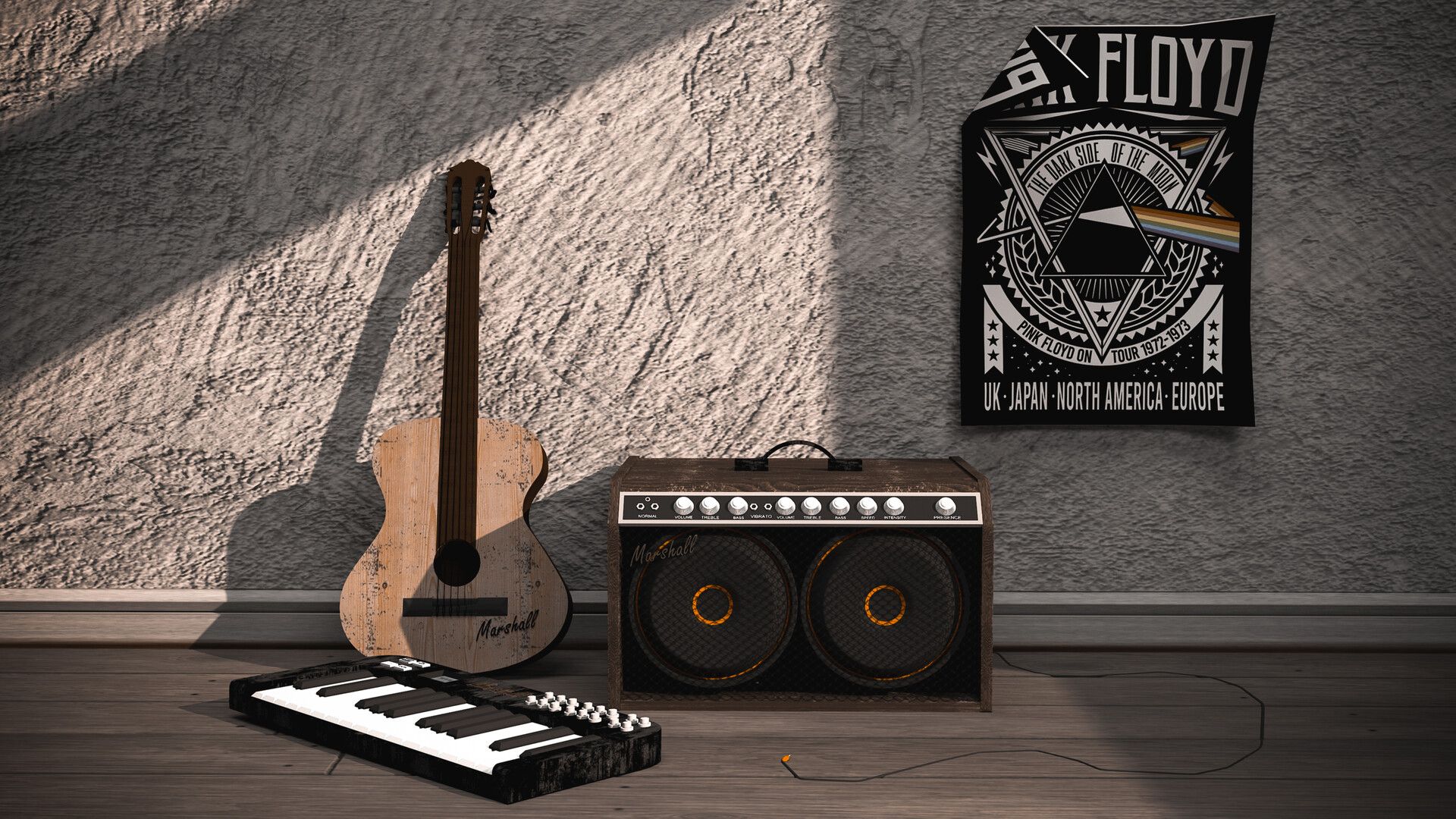 1920x1080 Marshall Guitar Amp & Piano