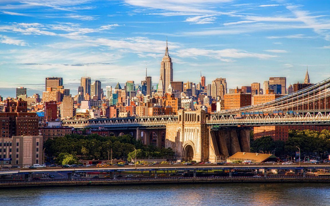 1152x720 Sunny day over Brooklyn Bridge #wallpaper #HQ #world #usa #newyork #newyorkcity