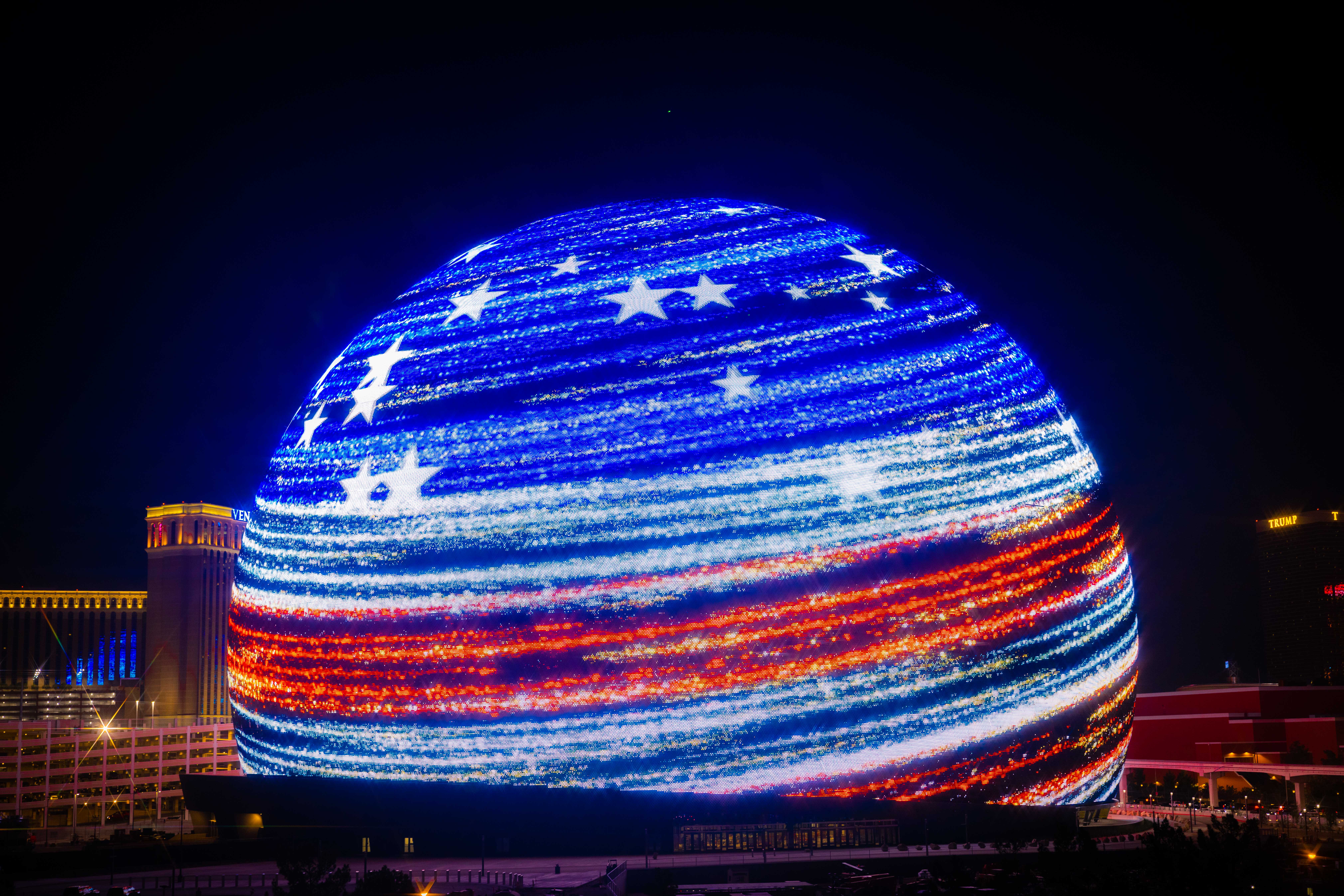 8080x5389 PHOTOS: Sphere in Las Vegas shows off fully illuminated exterior for first time