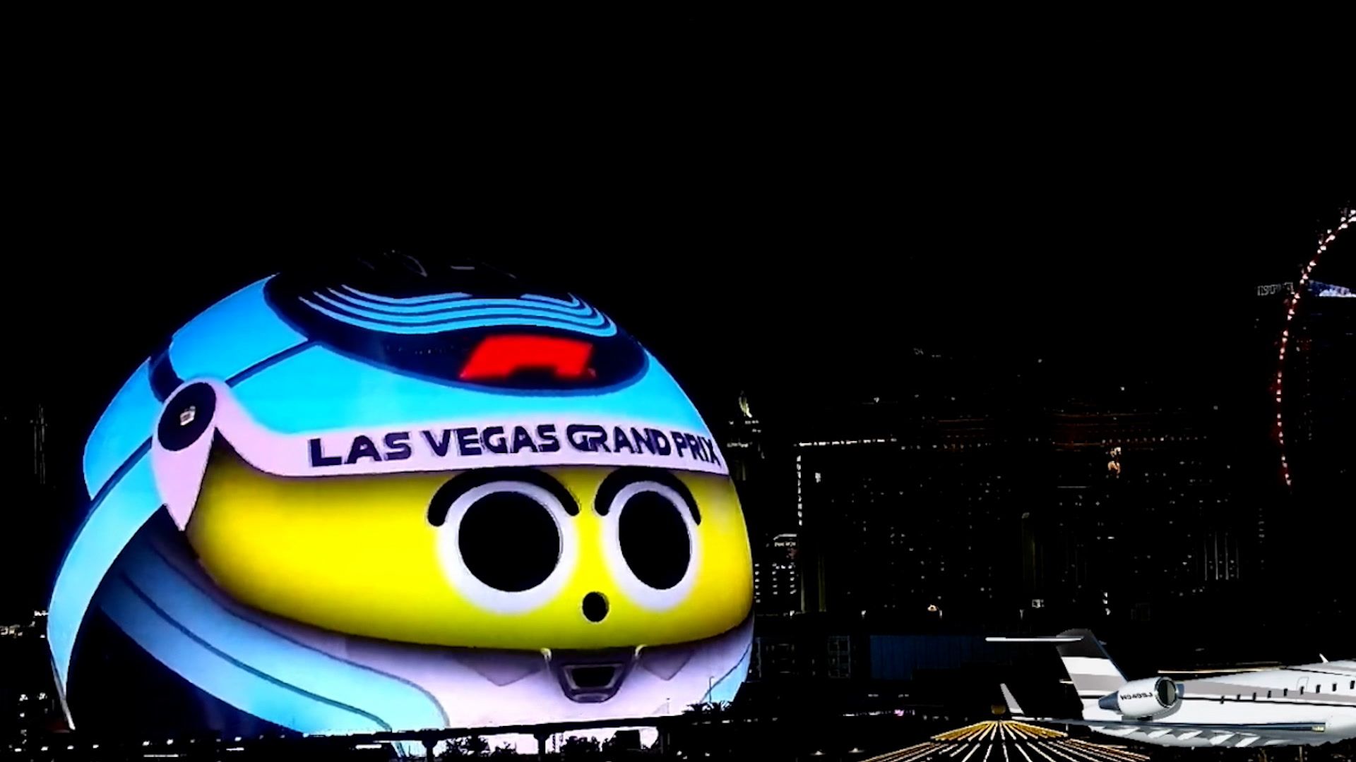 1920x1080 Las Vegas Sphere dressed in giant F1 helmet ahead of inaugural grand prix