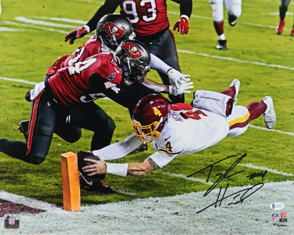 1000x801 TAYLOR HEINICKE SIGNED WASHINGTON COMMANDERS 16x20 THE DIVE PHOTO BECKETT