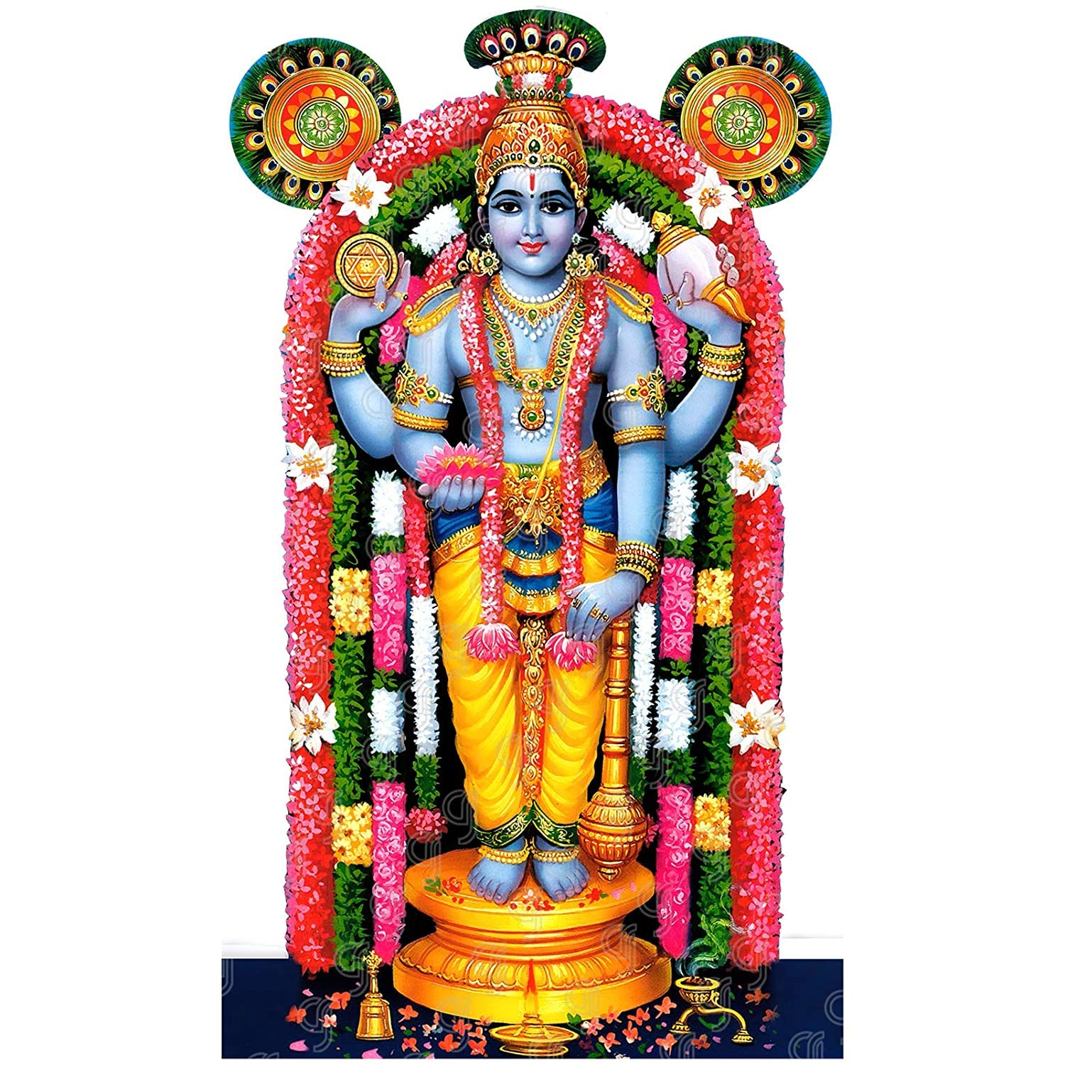 1500x1500 Vils Guruvayur God Shri Guruvayurappan Lord Krishna Divine Holy Blessing Wood & Plastic Statue Photo Frame Cutout With Backstand For Pooja Gift (Size 5.5 Inch X 8 Inch)- Multicolor: Buy Online At Best Price In