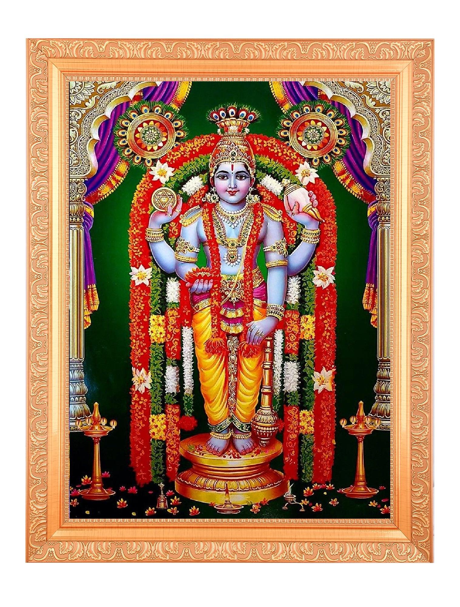 1516x2000 Buy Guruvayurappan Lord Krishna Sparkle Print in Golden Frame Online in India