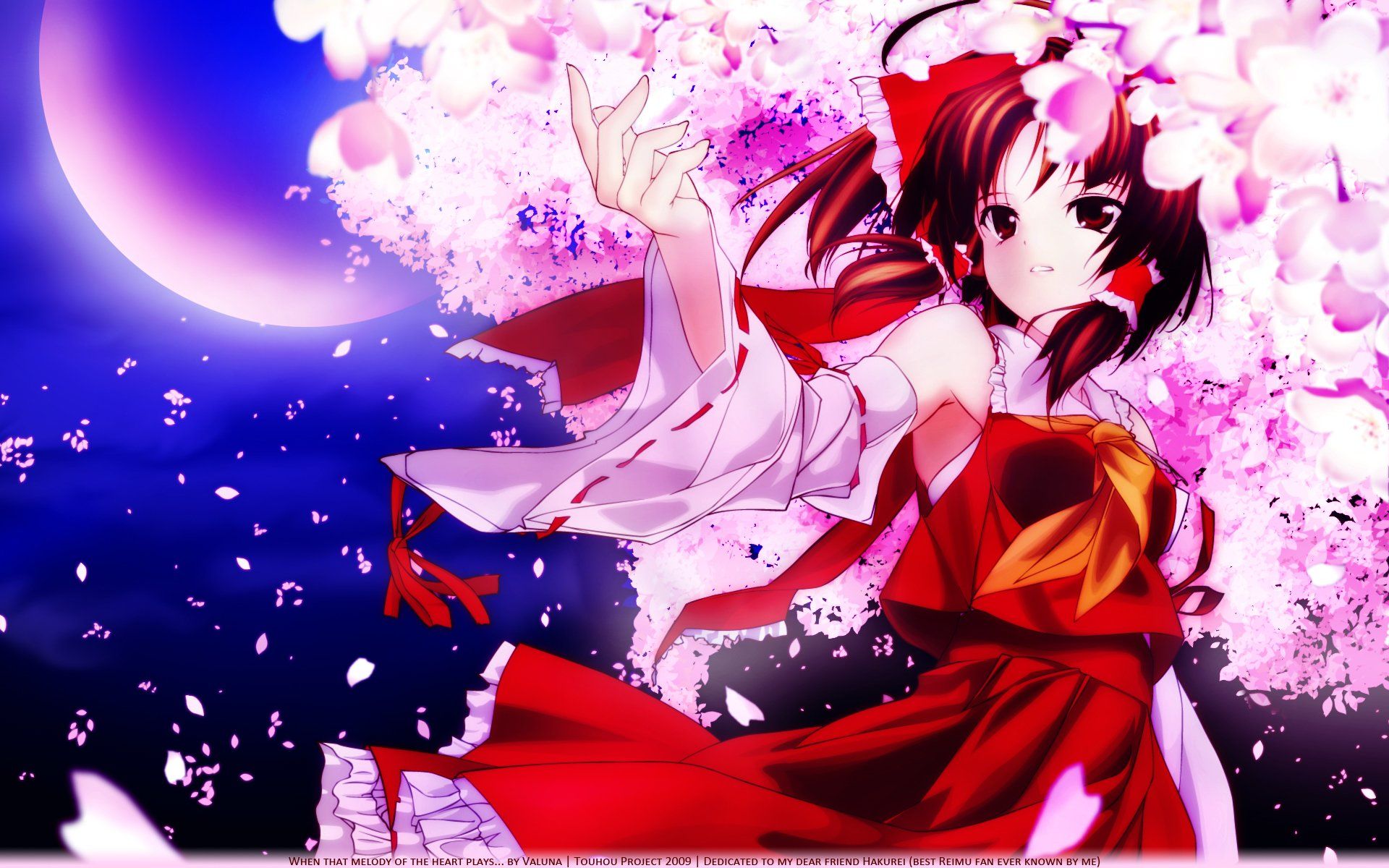 1920x1200 HD Wallpaper of Reimu Hakurei from Touhou Seriesx1200