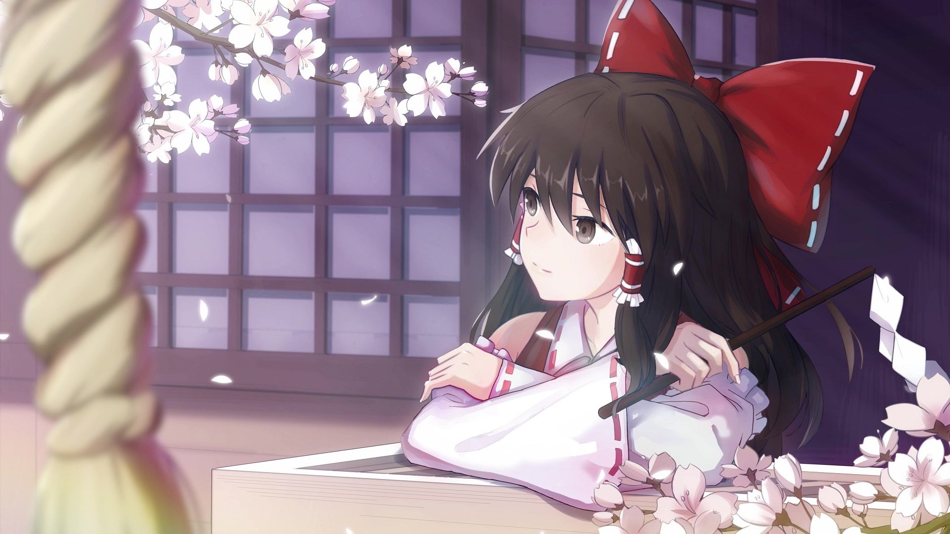 1920x1080 Reimu Hakurei Cherry Blossom Touhou Live Wallpaper