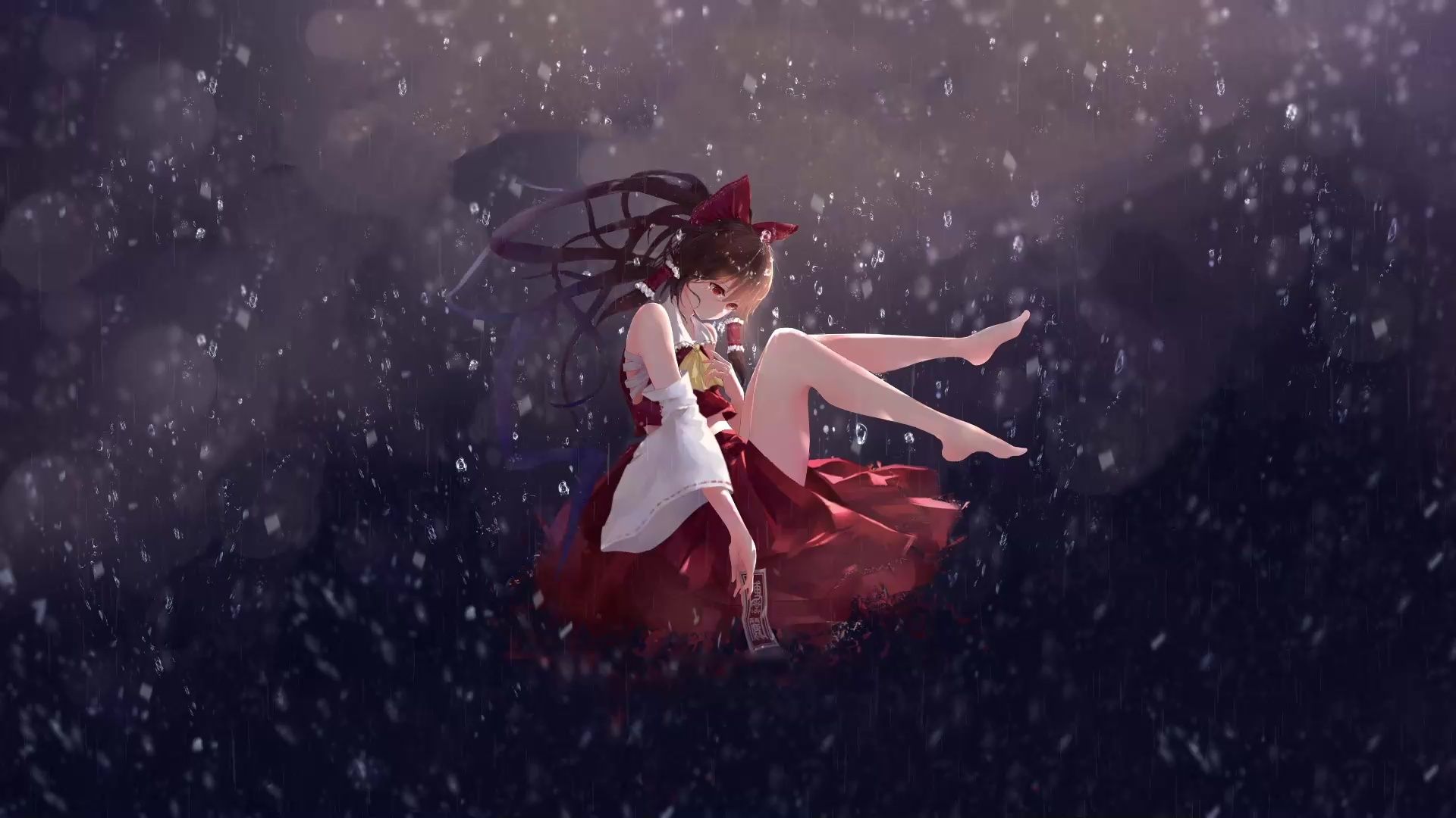 1920x1080 Reimu Hakurei Falling Touhou Live Wallpaper