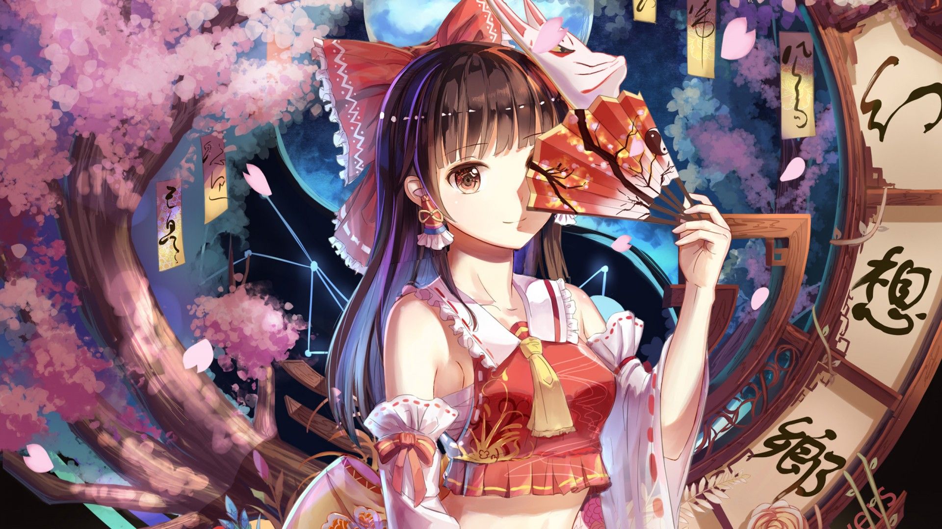 1920x1080 Reimu Hakurei Anime girl Wallpaper