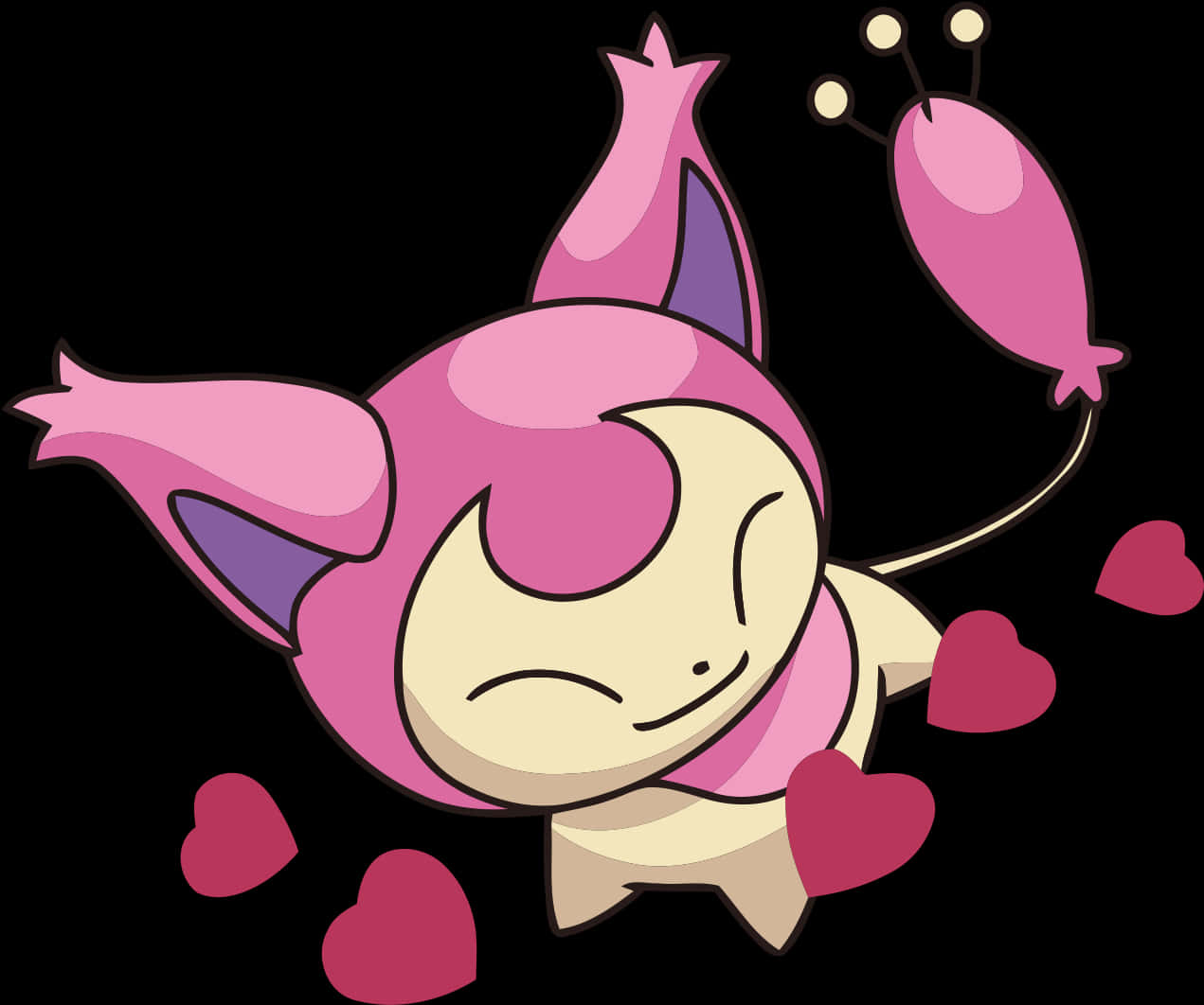 1271x1062 Download Skitty With Hearts Wallpaper