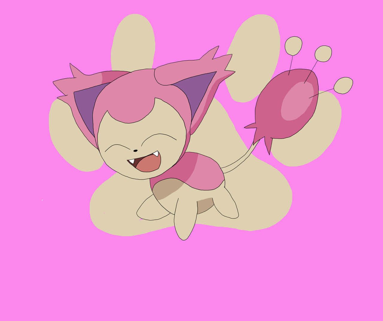 1280x1074 Download Pink Skitty With Paw Print Wallpaper