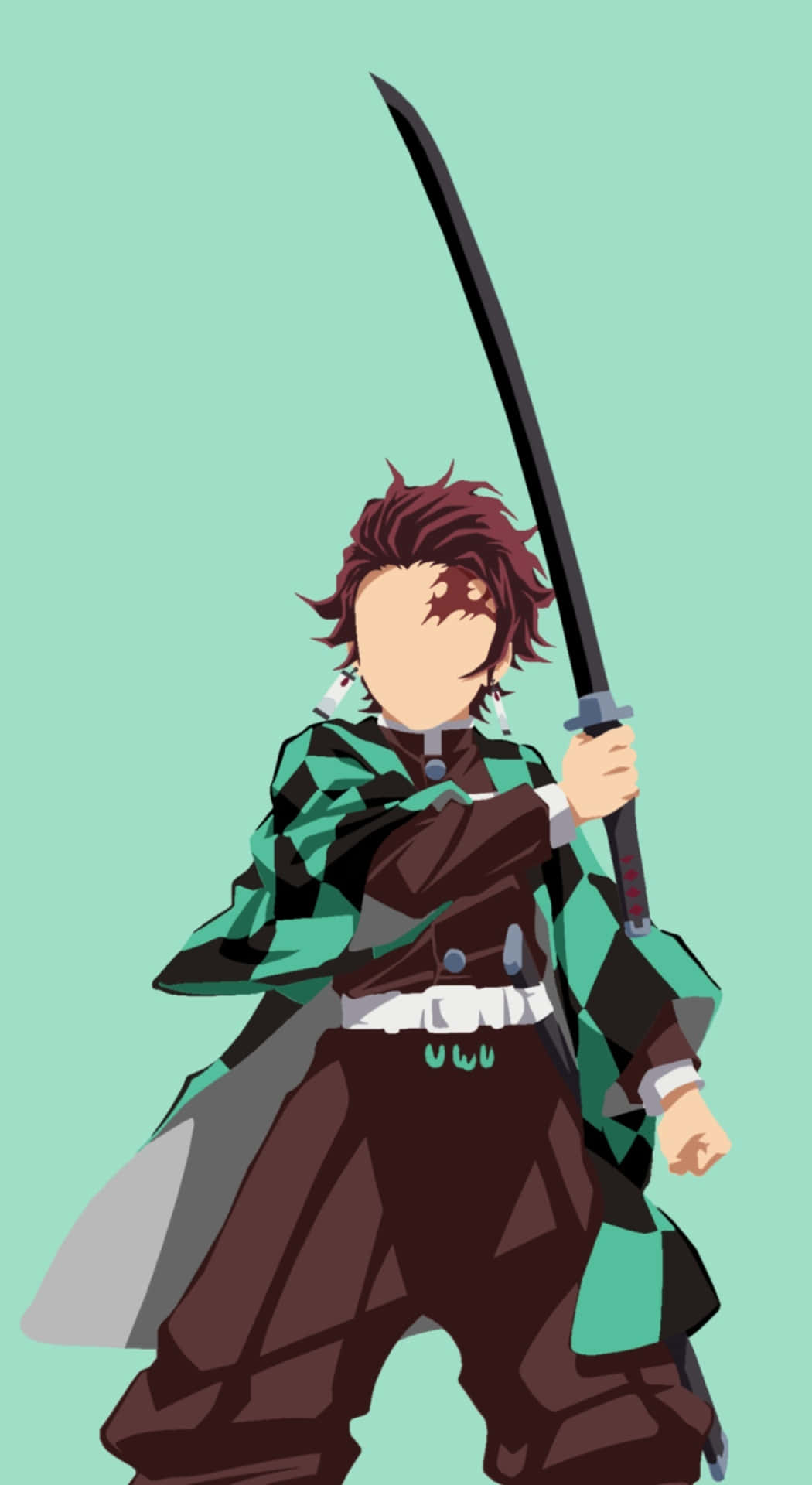 1050x1920 Download Kamado Tanjiro Minimal Anime Wallpaper